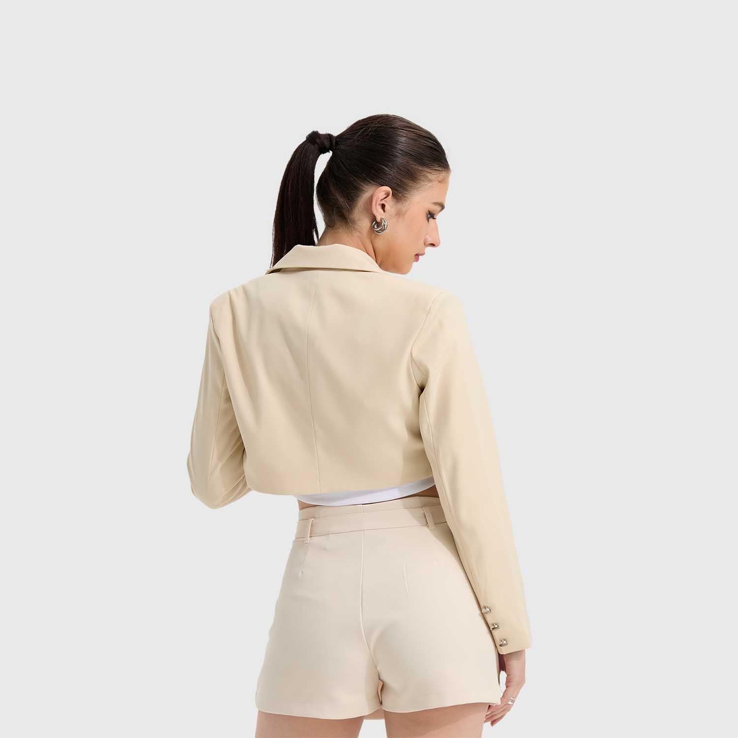 Blazer Mujer Tipo Corset Beige Claro Fashion's Park-2