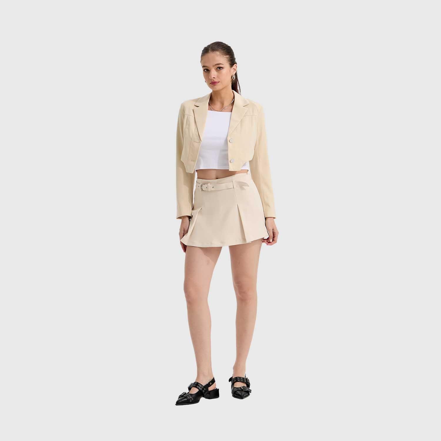 Blazer Mujer Tipo Corset Beige Claro Fashion's Park-3