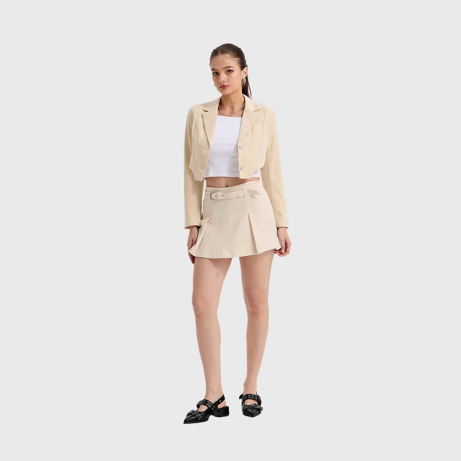 Blazer Mujer Tipo Corset Beige Claro Fashion's Park-3