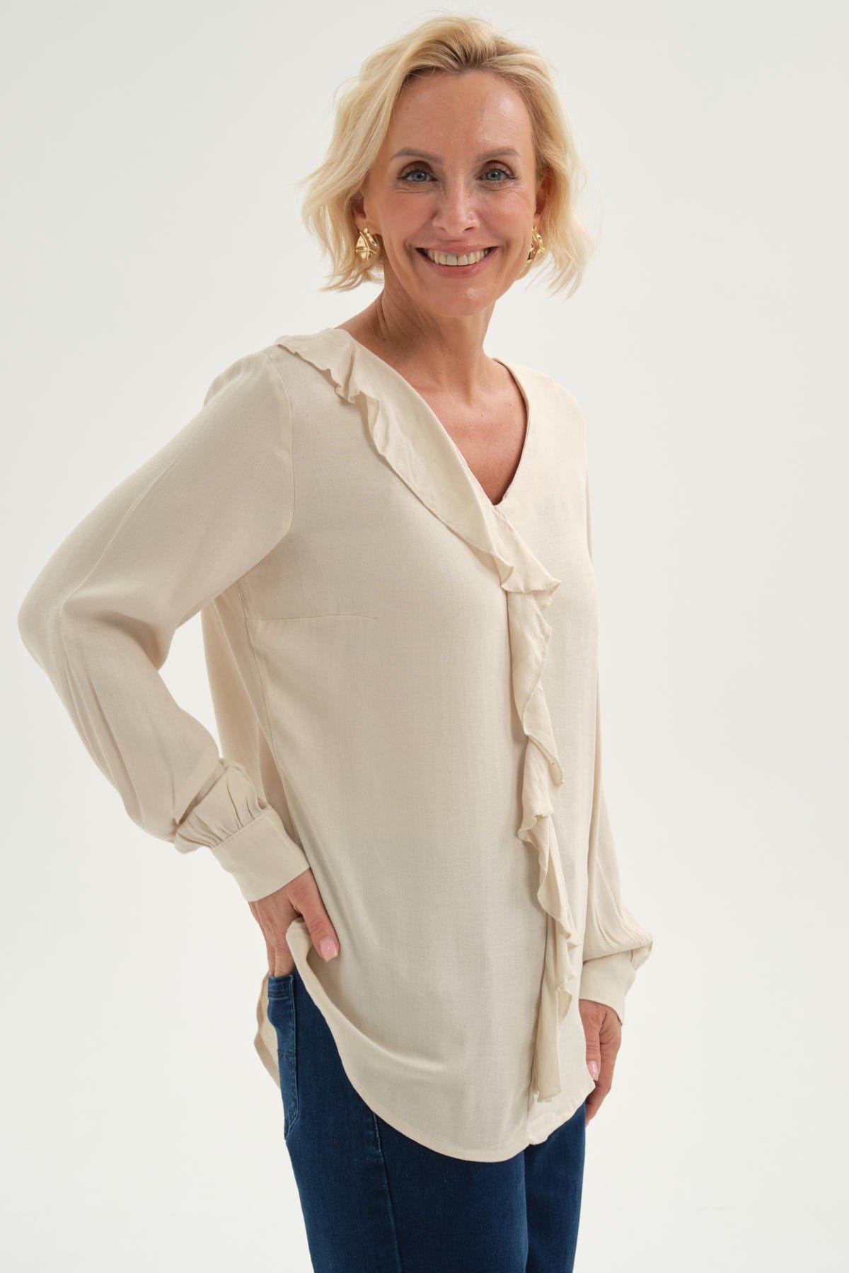 Blusa Mujer Con Tachas Beige-1