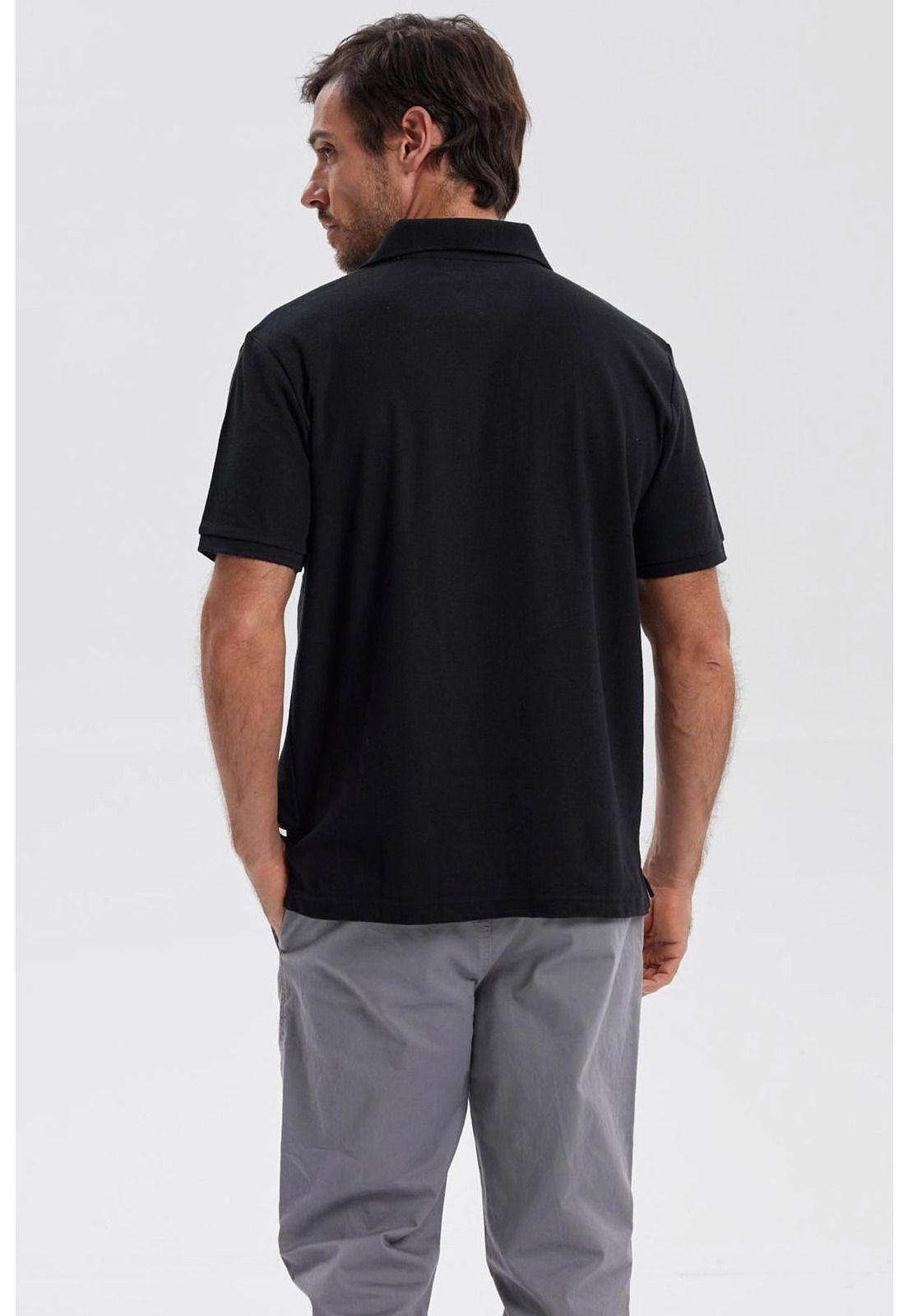 Polera Hombre Piqué Básica Lisa Negro - V-2