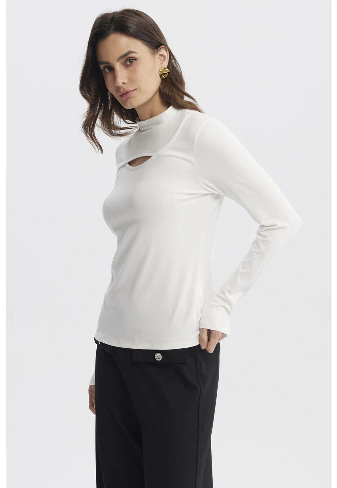 Polera Mujer Slim Cuello Apoyado Crudo-1