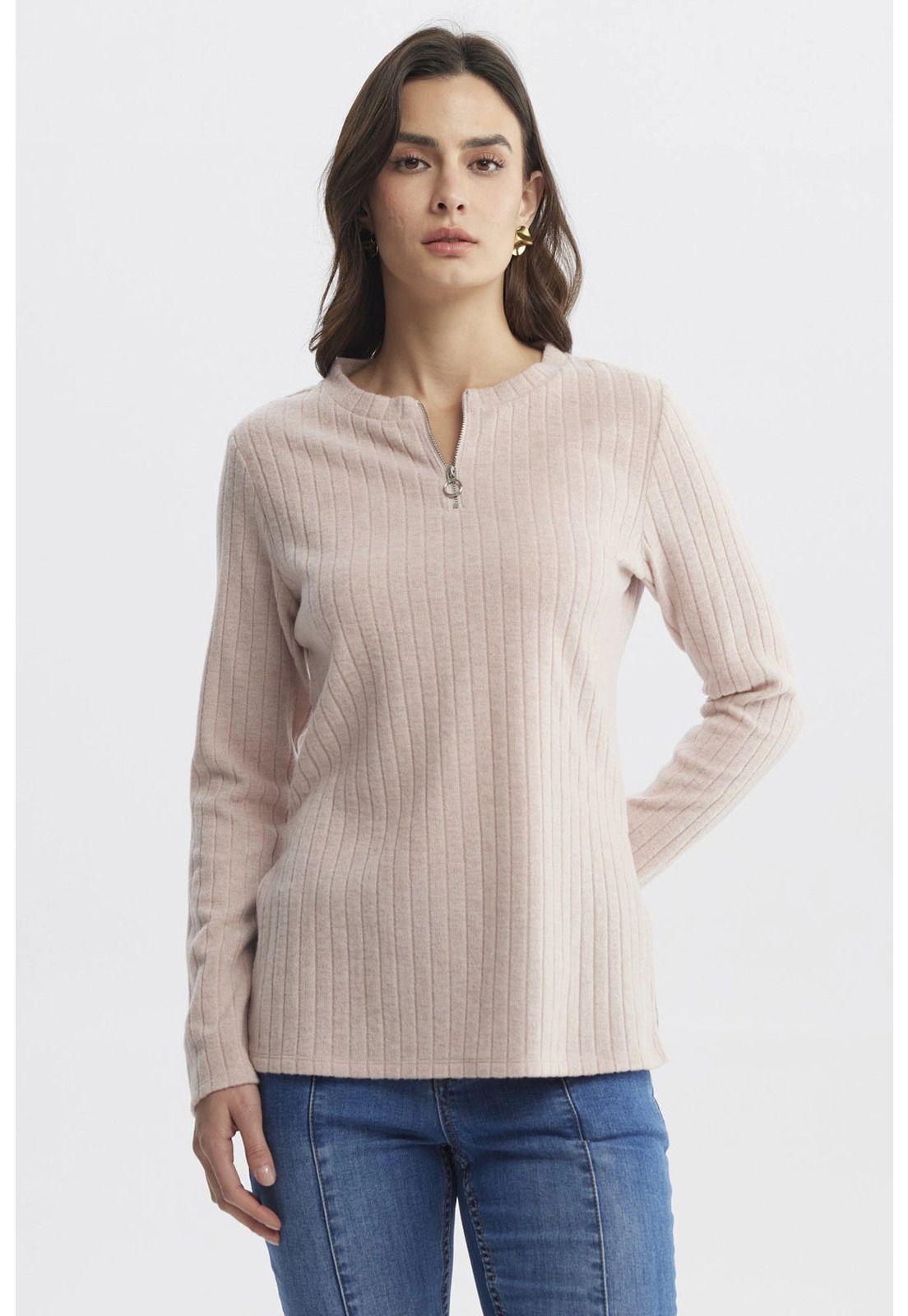 Sweater Mujer Caman Cierre Palo Rosa-0