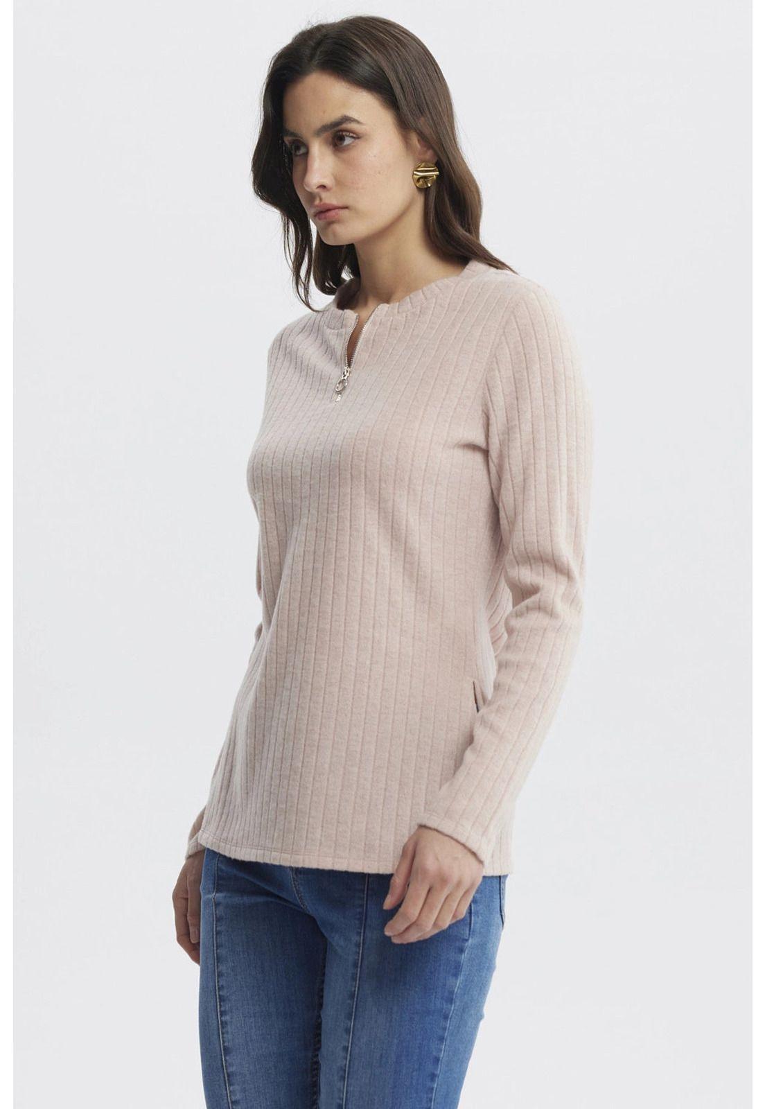 Sweater Mujer Caman Cierre Palo Rosa-1