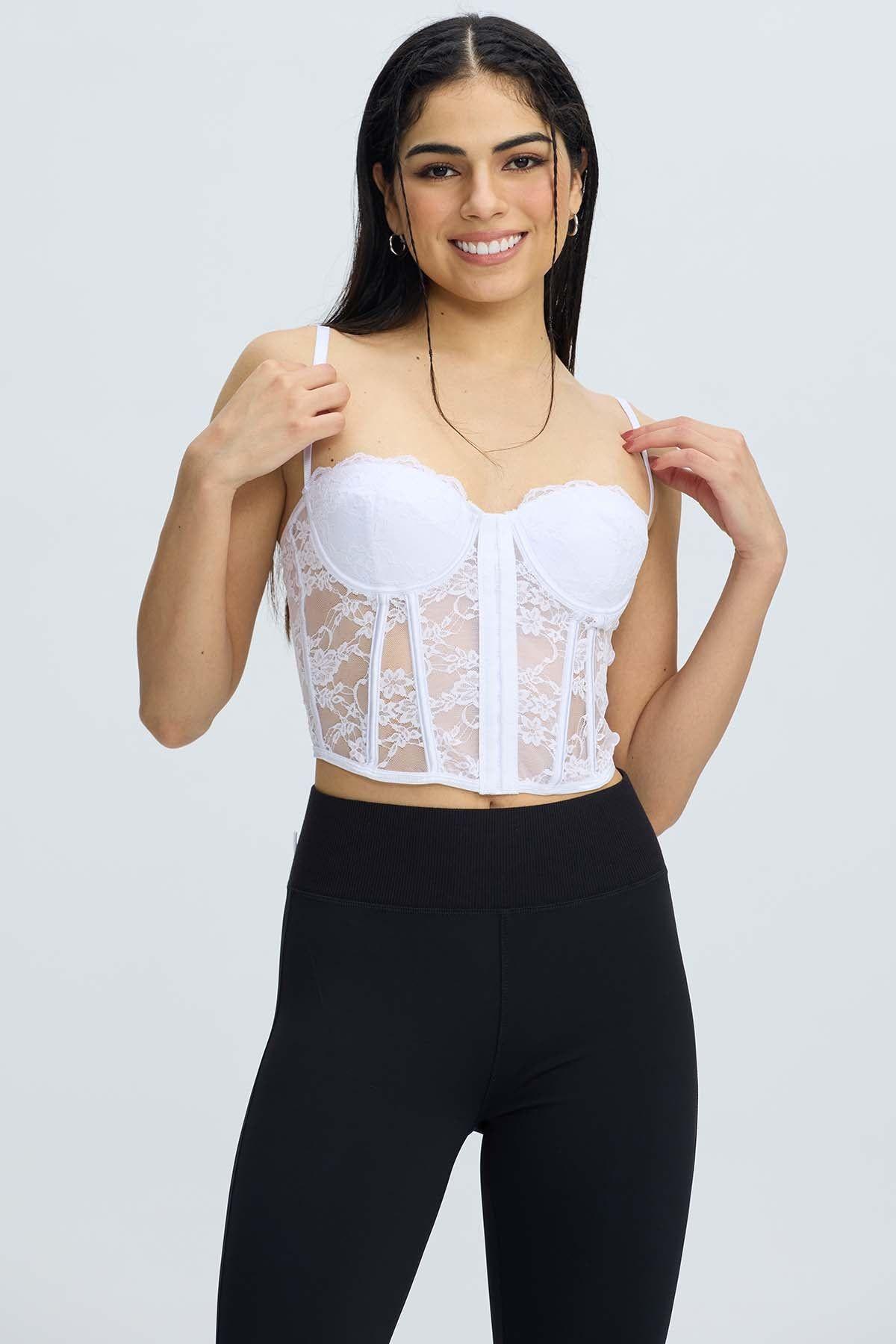 Polera Mujer Corset Blanco-0
