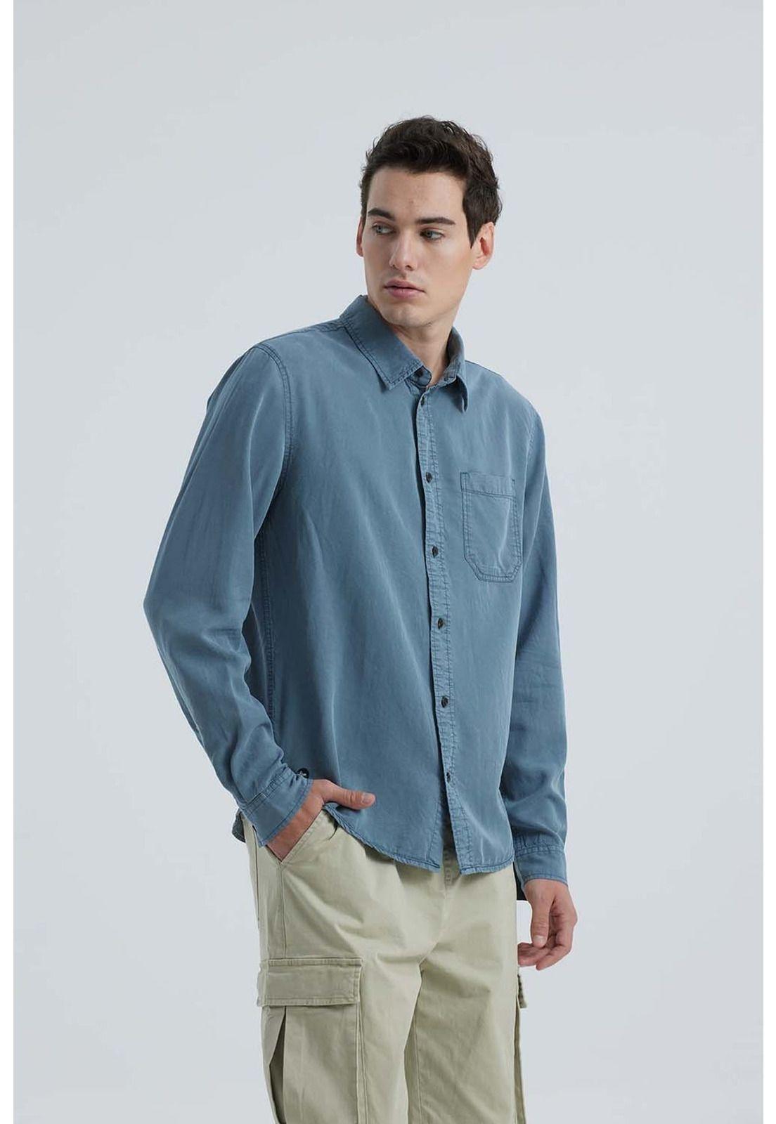 Camisa Hombre Lyocell Petróleo-1