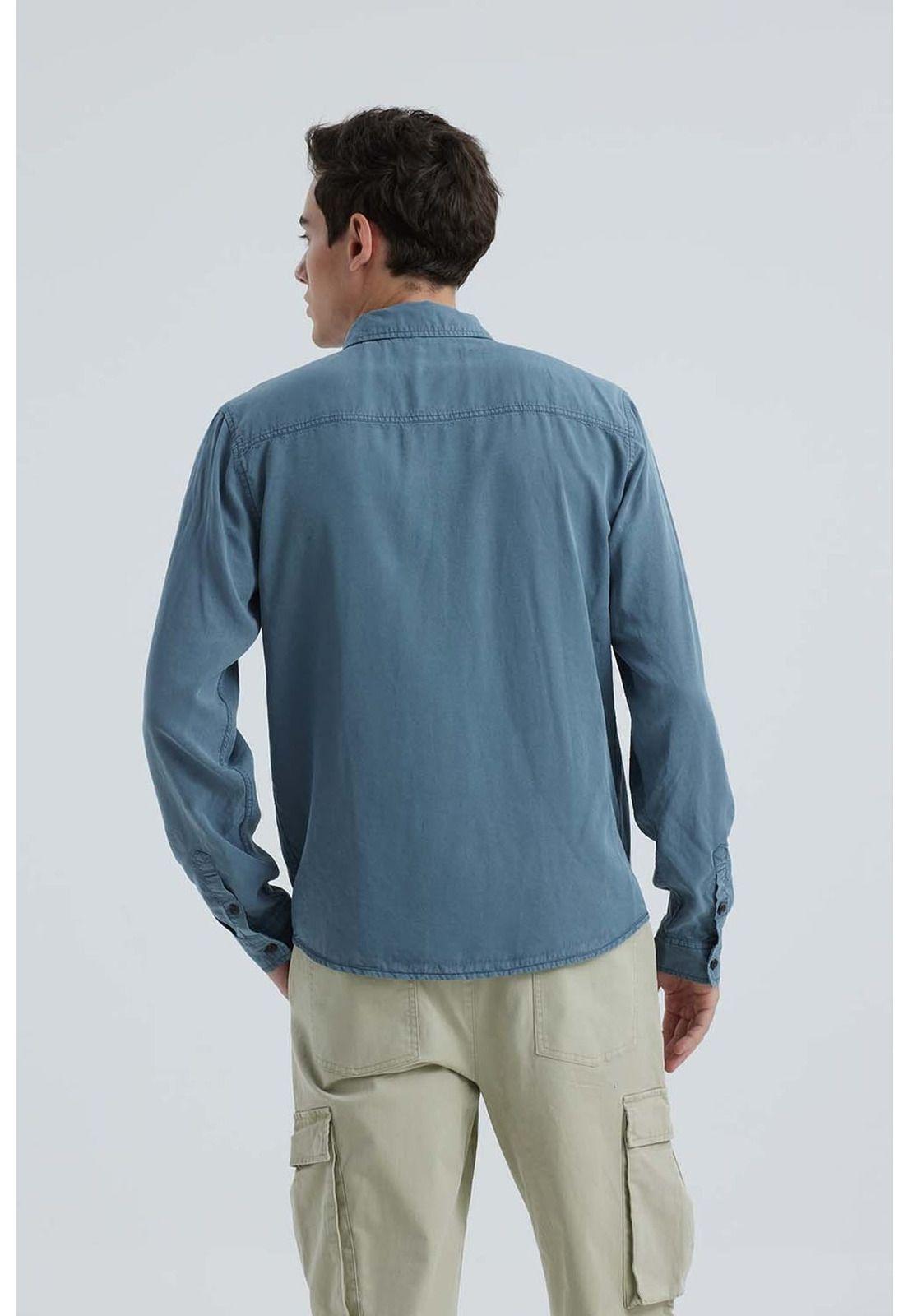Camisa Hombre Lyocell Petróleo-2