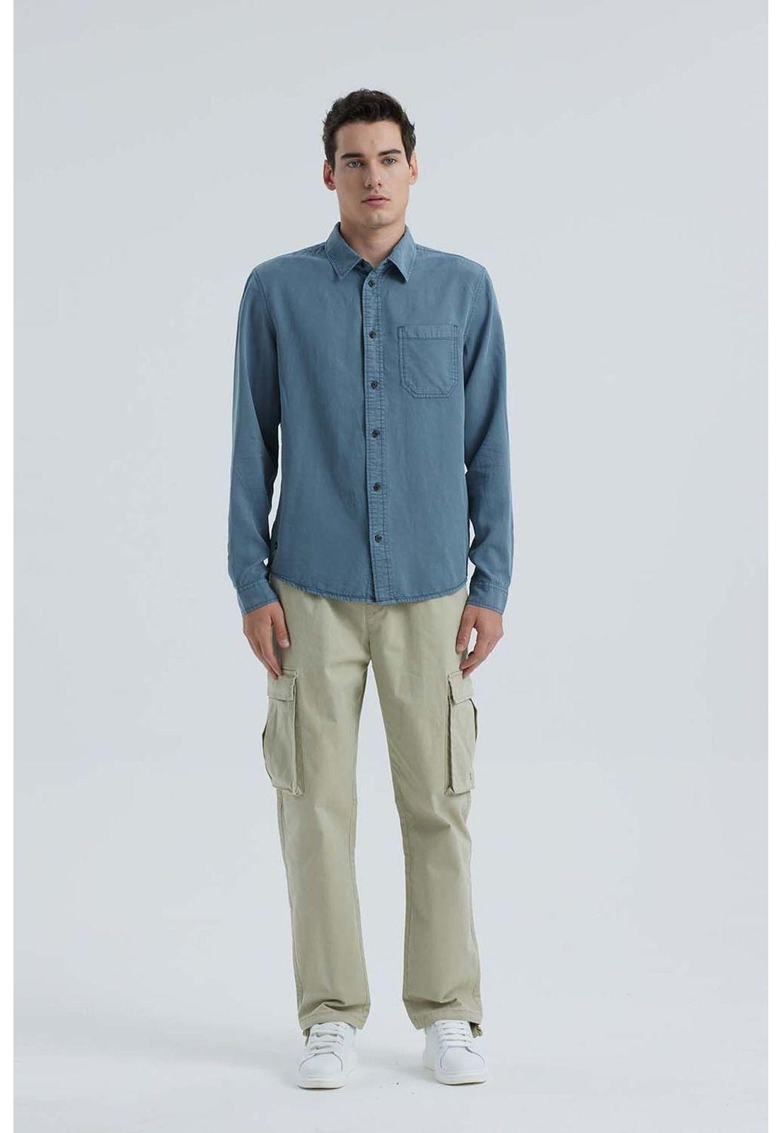 Camisa Hombre Lyocell Petróleo-3