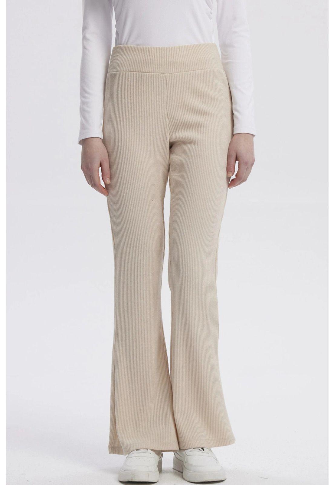 Pantalón Mujer Flare Rib Beige - ll-0