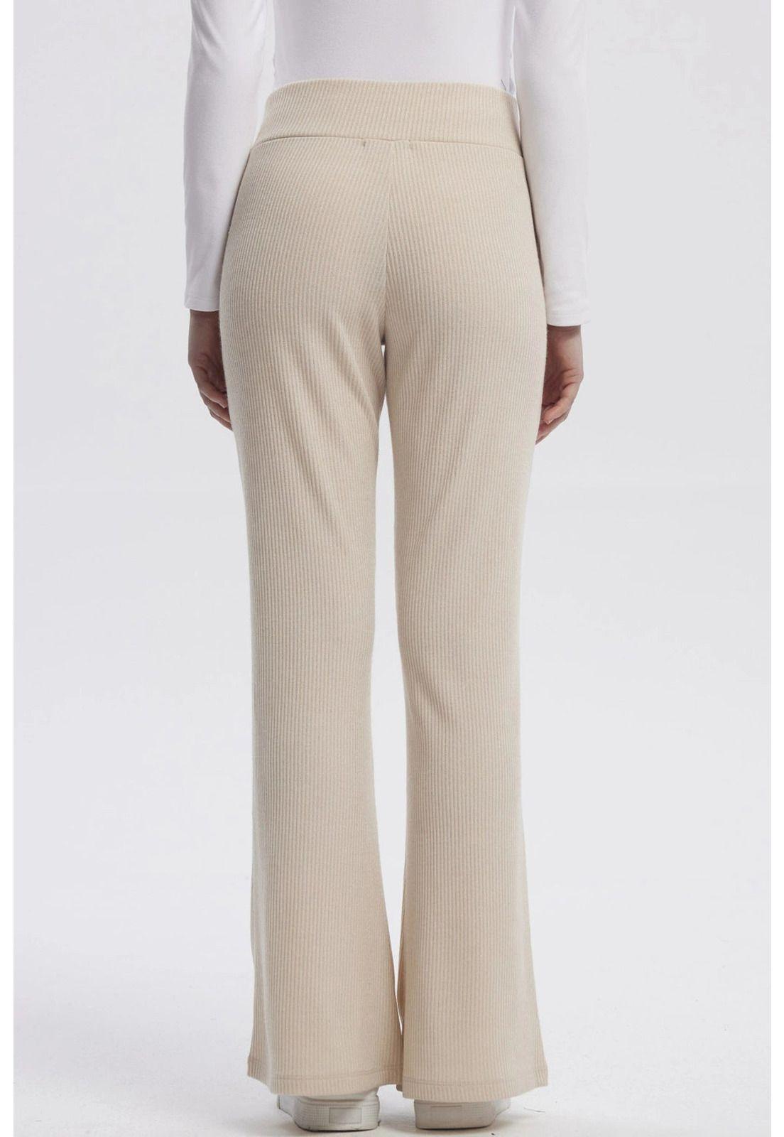 Pantalón Mujer Flare Rib Beige - ll-2