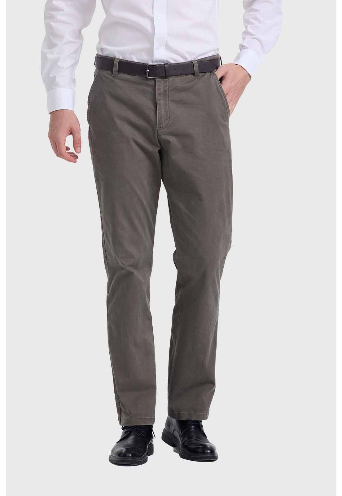 Pantalón Hombre Modelo Chino Cinturón Caqui-0