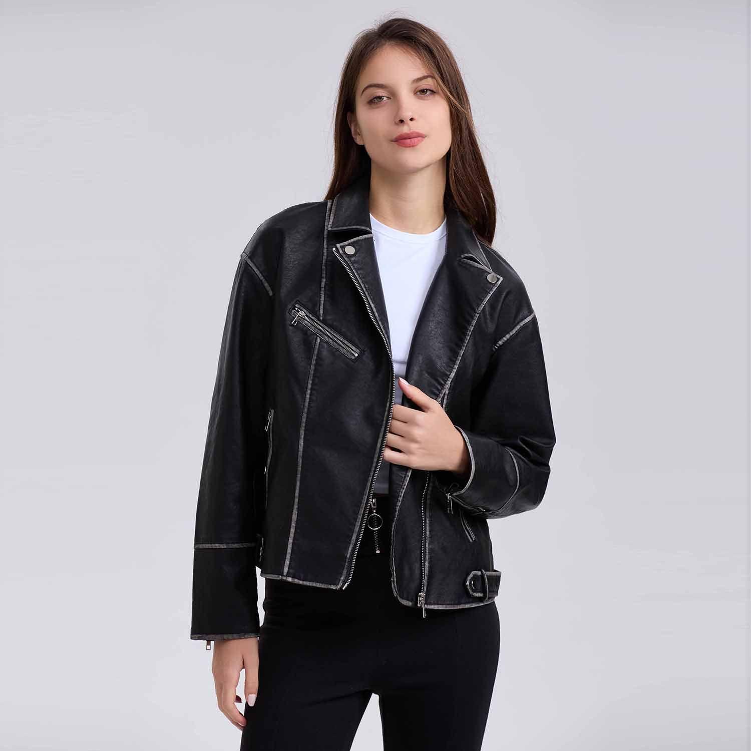Chaqueta Mujer Con Proceso Negro-1
