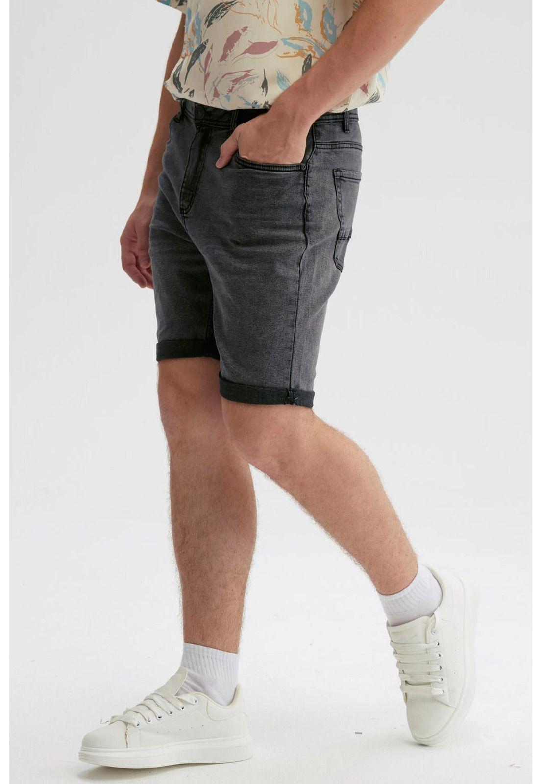 Bermuda Hombre Básica Roll Up Gris - ll-1