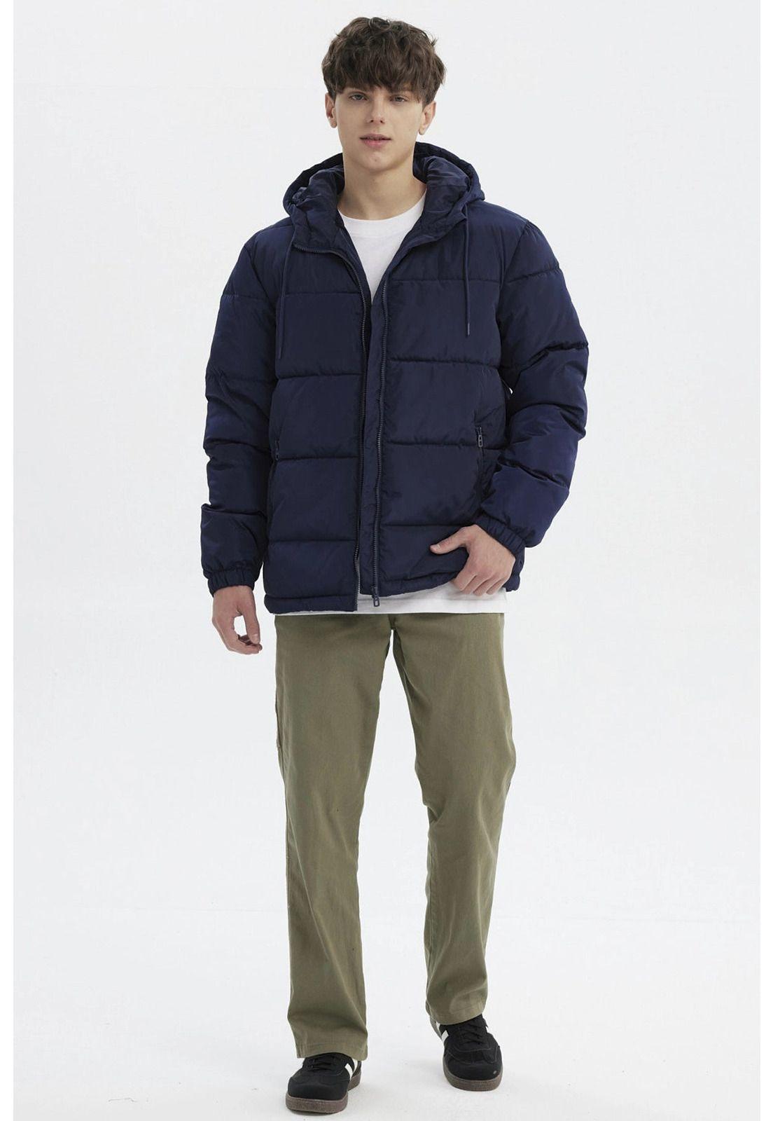 Parka Hombre Básica Lisa Azul Marino-3