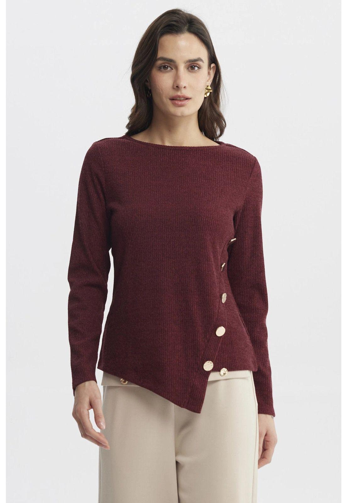 Sweater Mujer Ajustado Burdeo-0