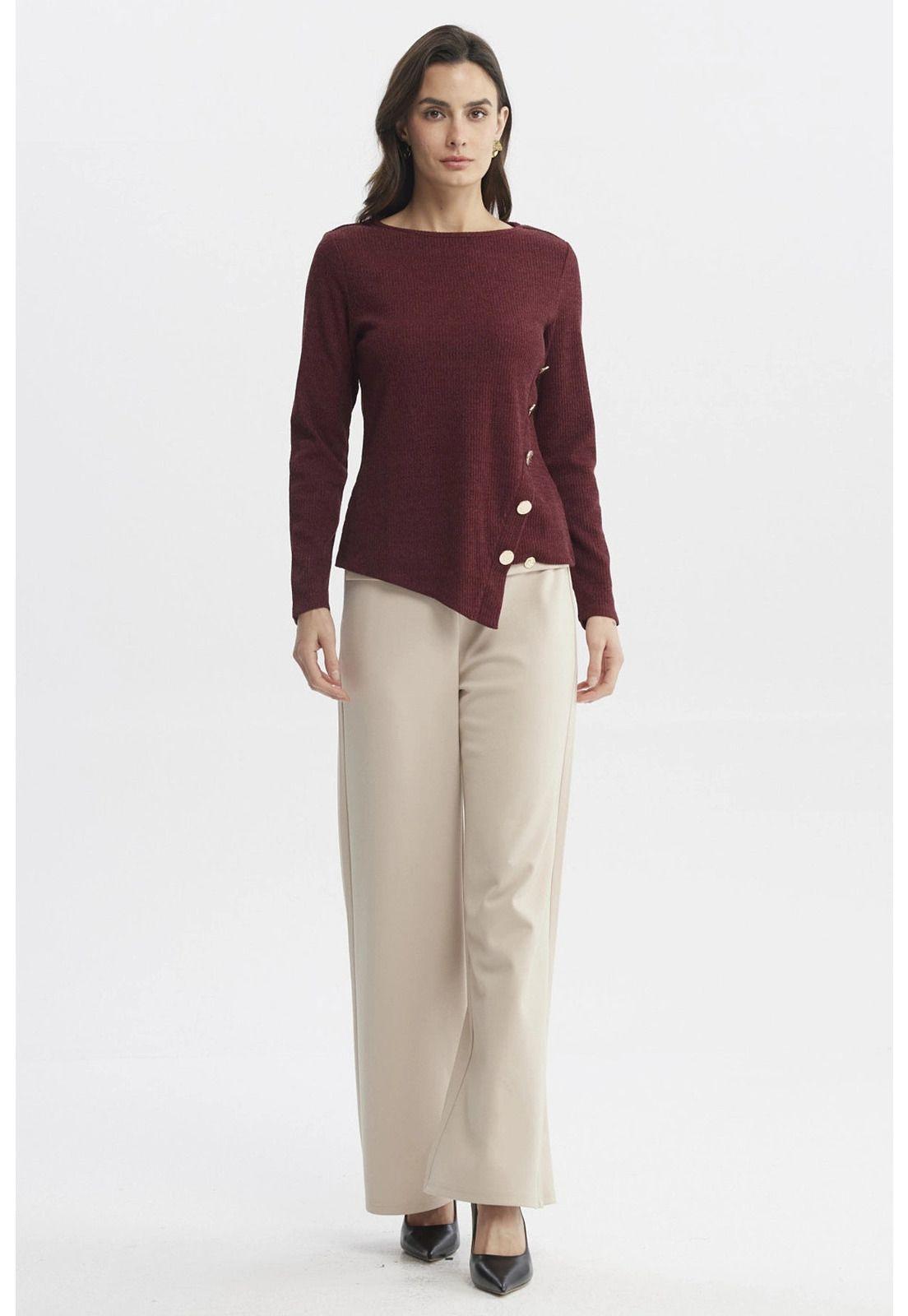 Sweater Mujer Ajustado Burdeo-3