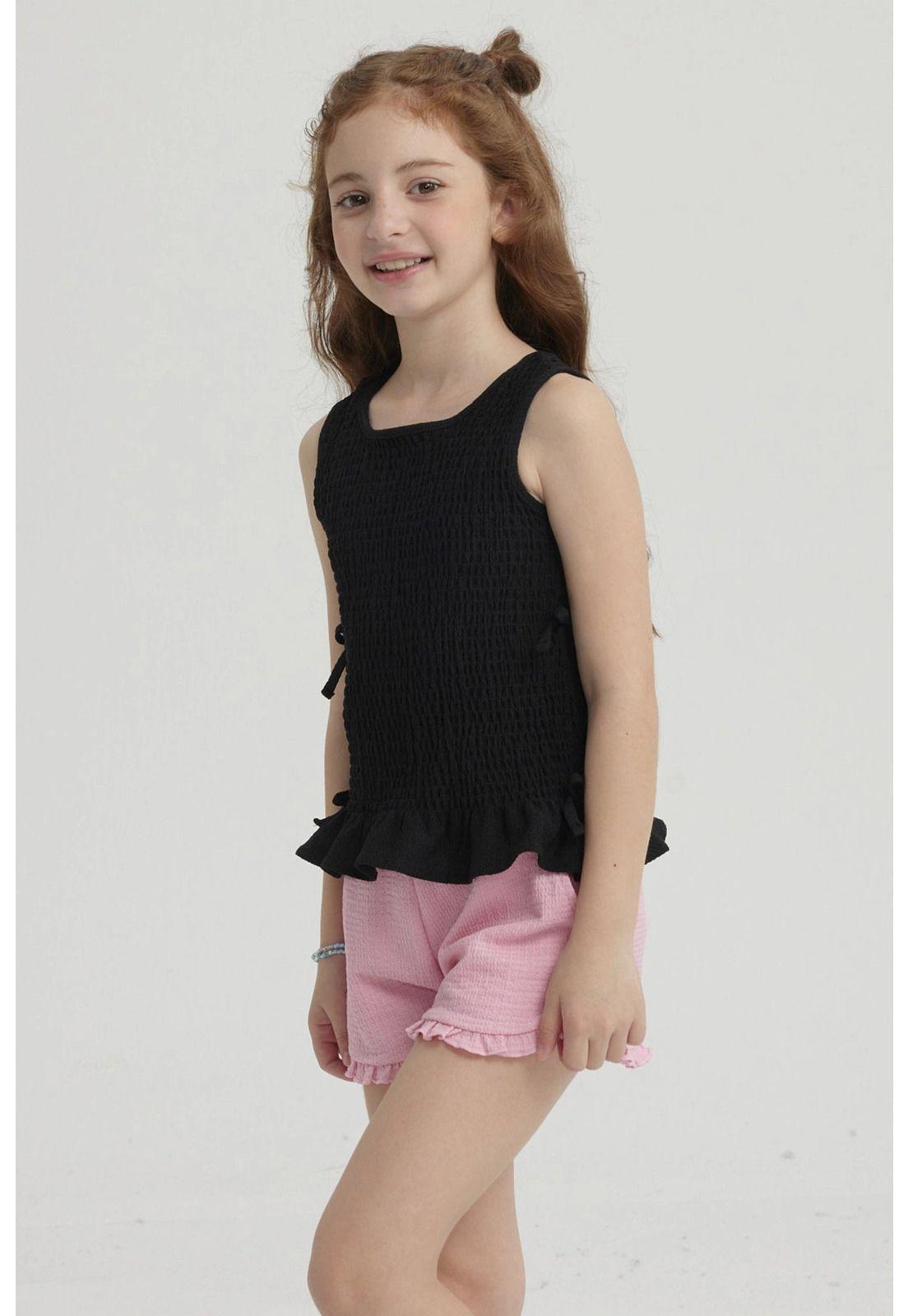 Blusa Niña Panal Asimétrica Negro-5