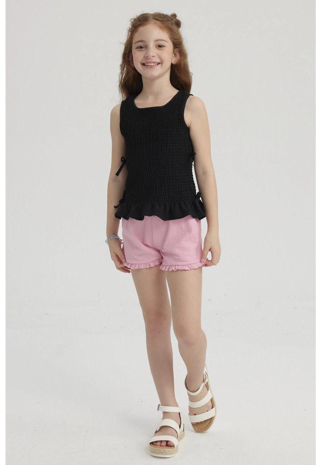 Blusa Niña Panal Asimétrica Negro-7