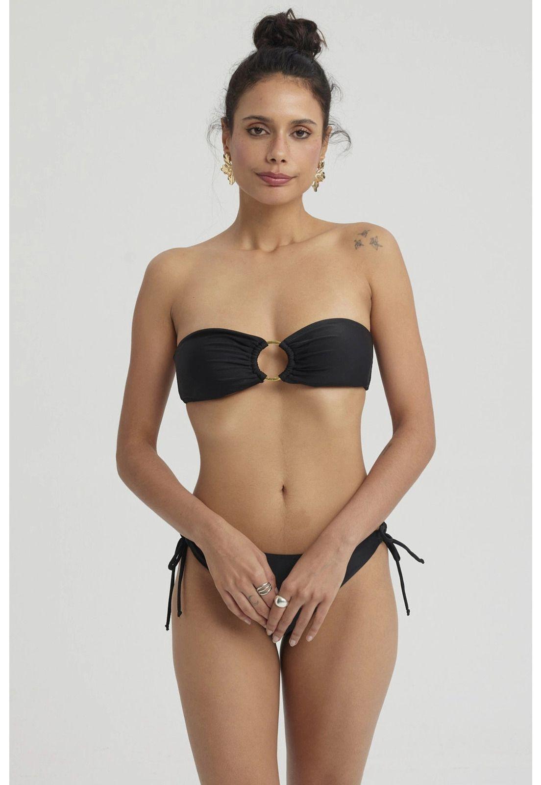 Traje De Baño Mujer Top Strapless Negro-4