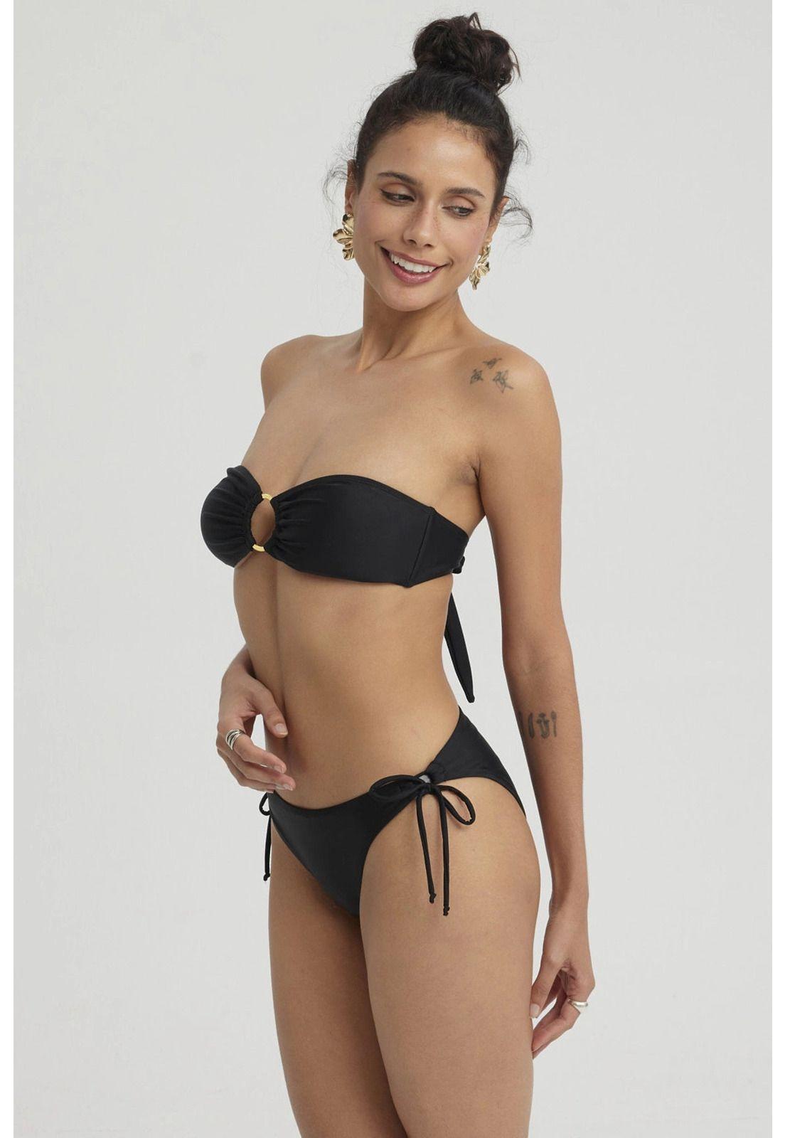 Traje De Baño Mujer Top Strapless Negro-5