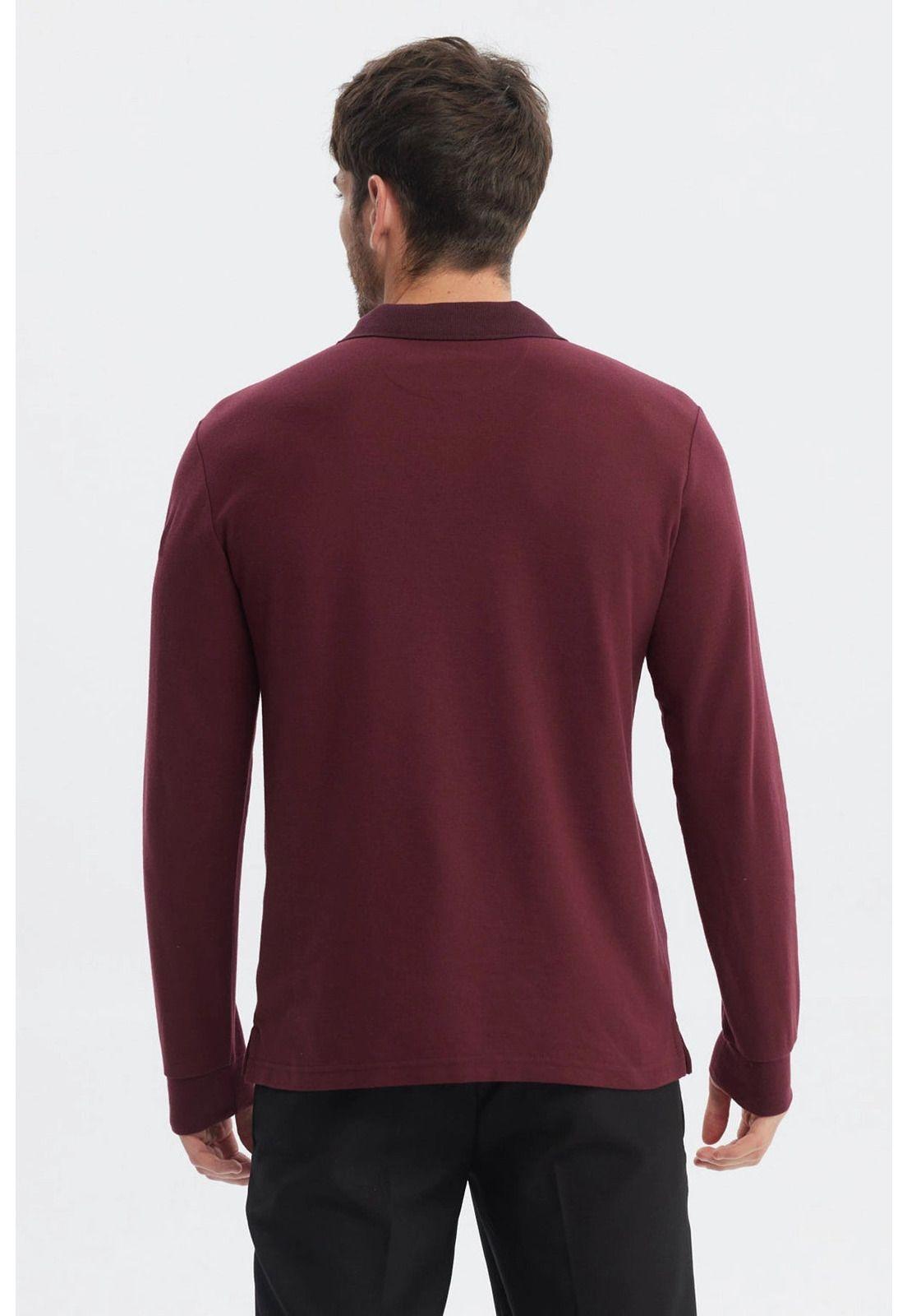 Polera Hombre Cuello Contraste Burdeo-2