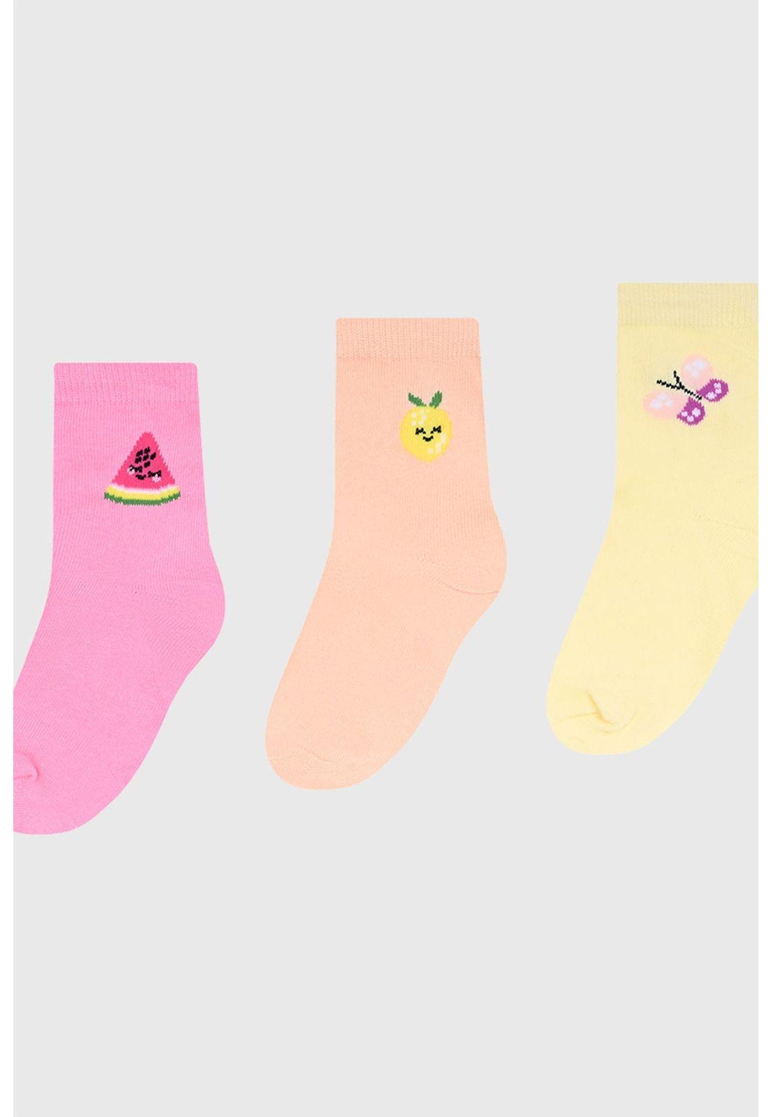 Calcetín Niña Tripack Rosado - ll-1