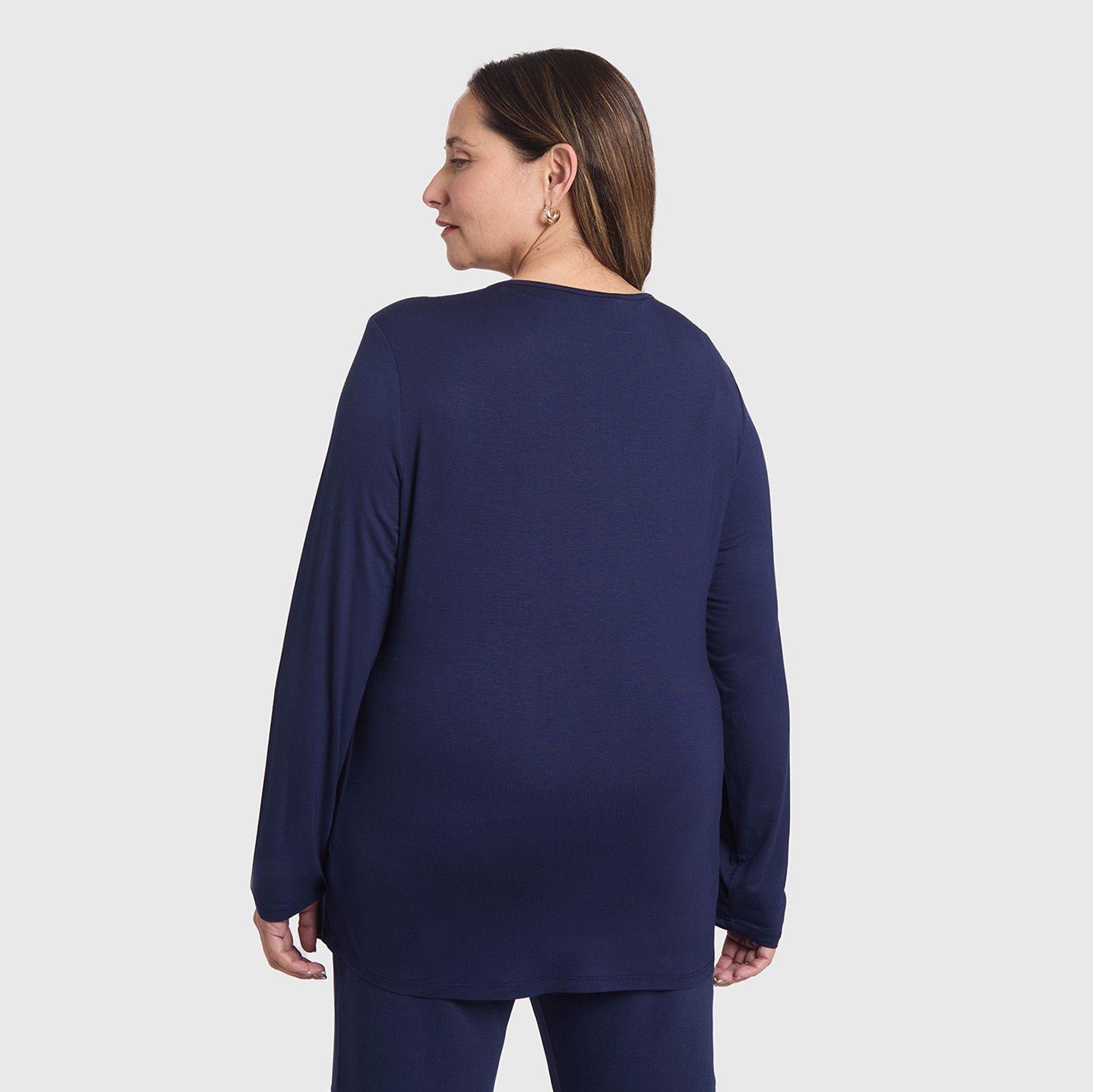 Polera Mujer Evasé Aplicación Escoces Azul Fashion's Park-2