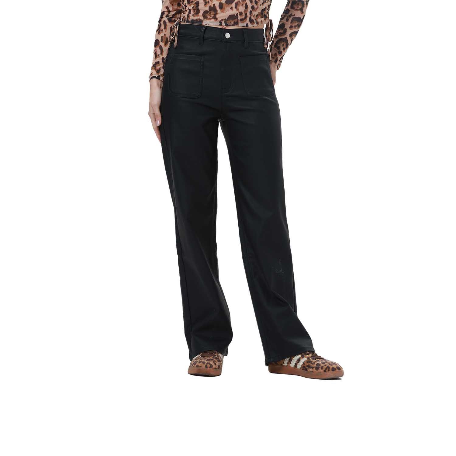 Jeans Mujer Engomado Calce Recto Negro-0