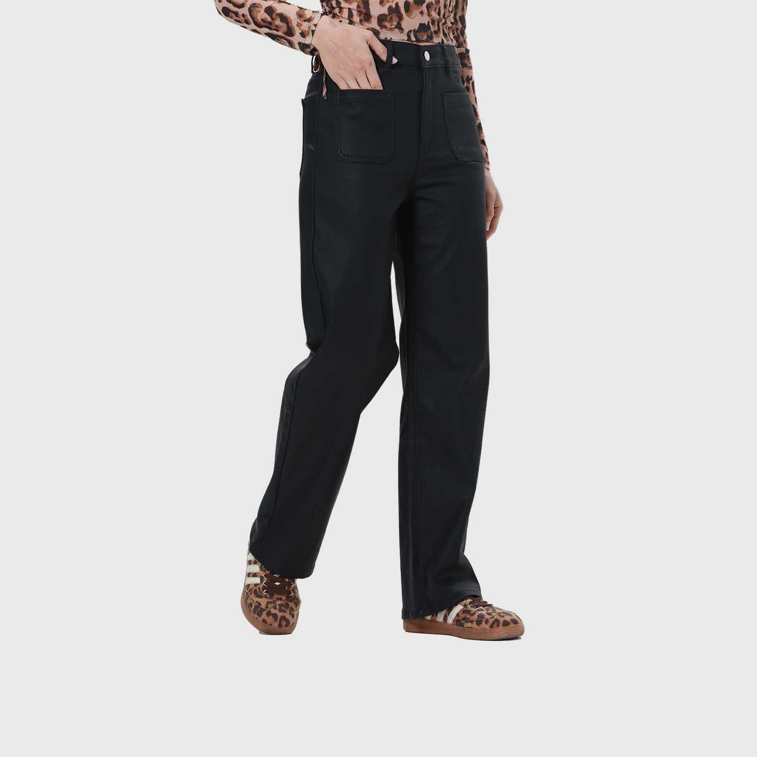 Jeans Mujer Engomado Calce Recto Negro-1