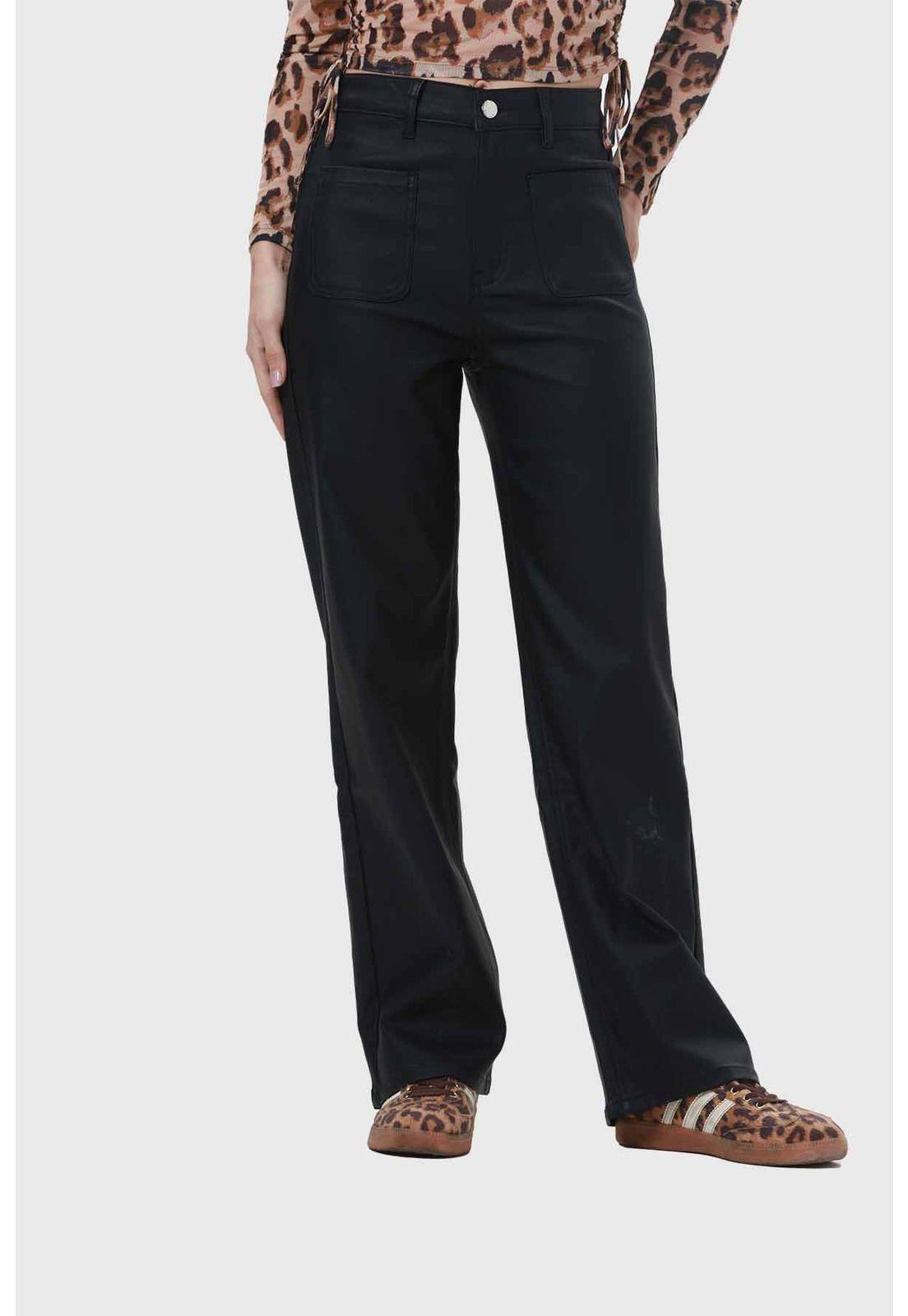 Jeans Mujer Engomado Calce Recto Negro-0