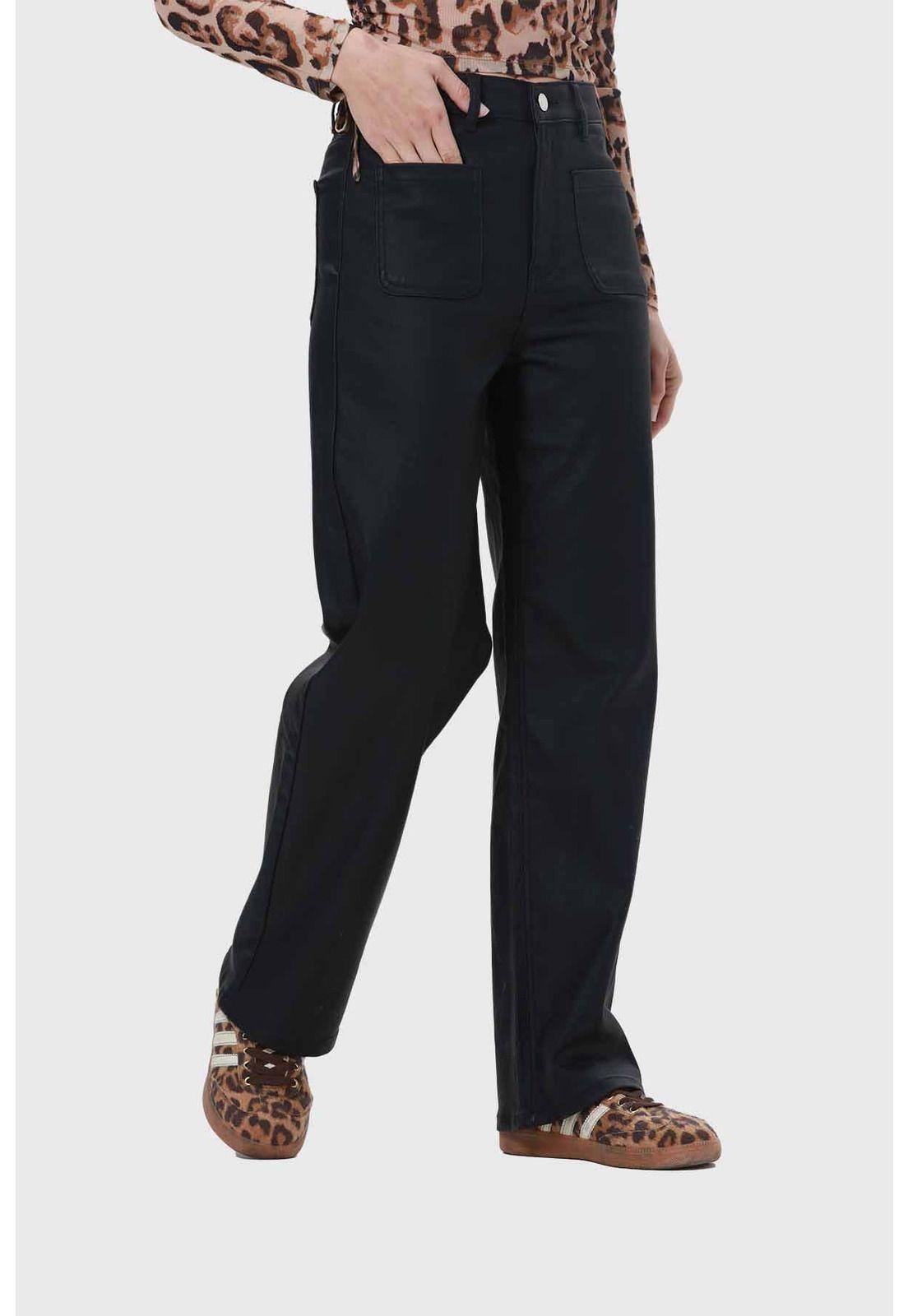 Jeans Mujer Engomado Calce Recto Negro-1