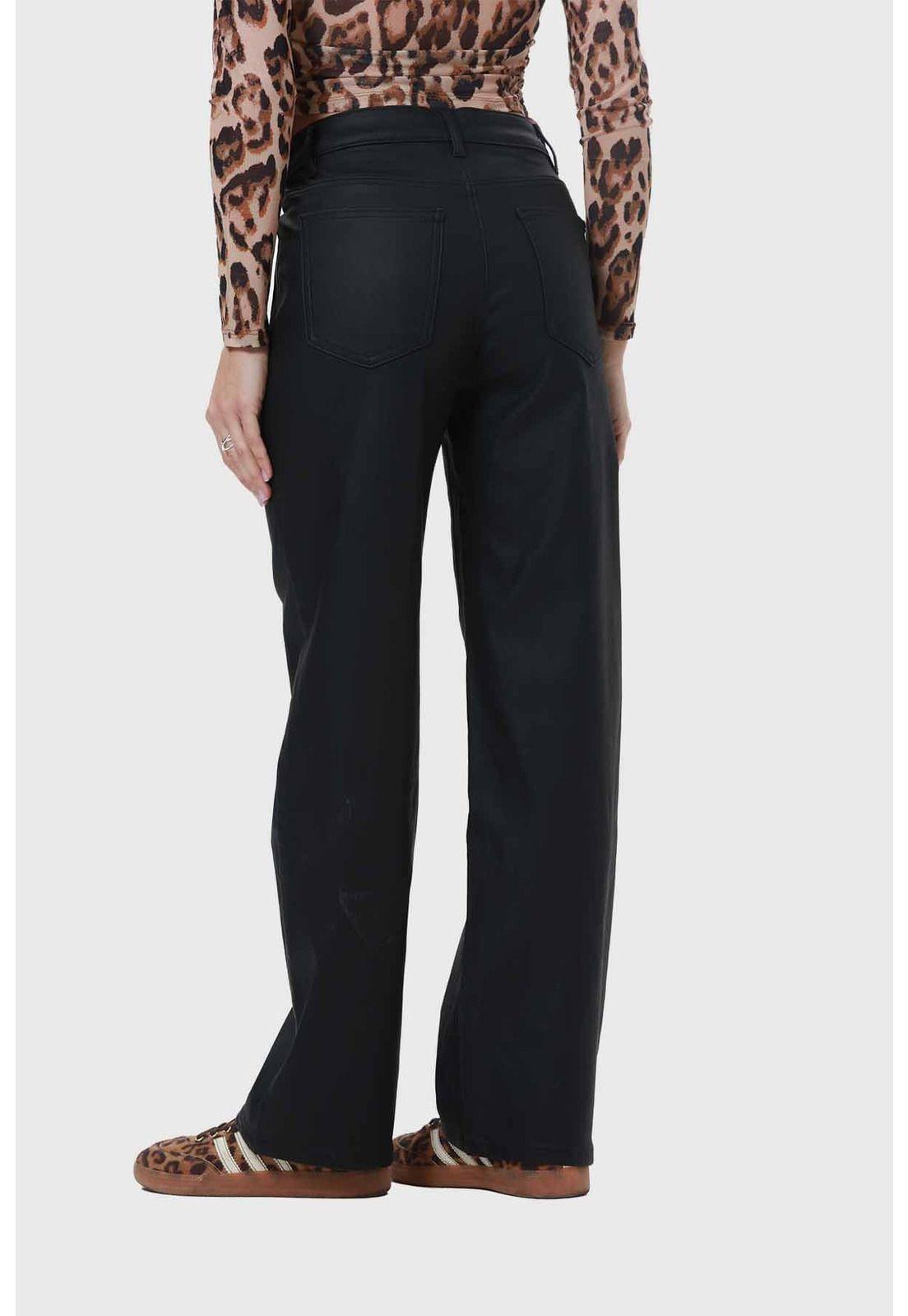 Jeans Mujer Engomado Calce Recto Negro-2