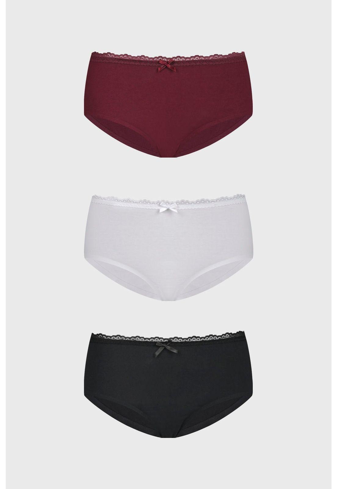 Calzón Mujer Tripack Pantaleta Detalle Encaje Café-0