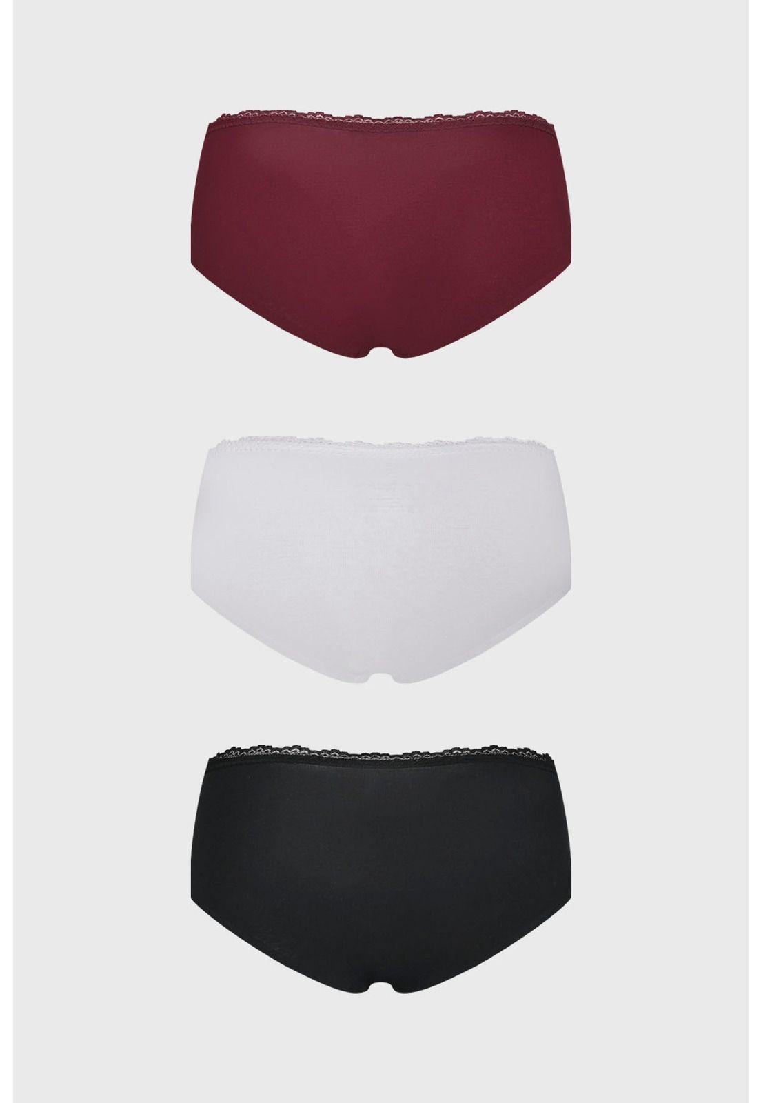 Calzón Mujer Tripack Pantaleta Detalle Encaje Café-1