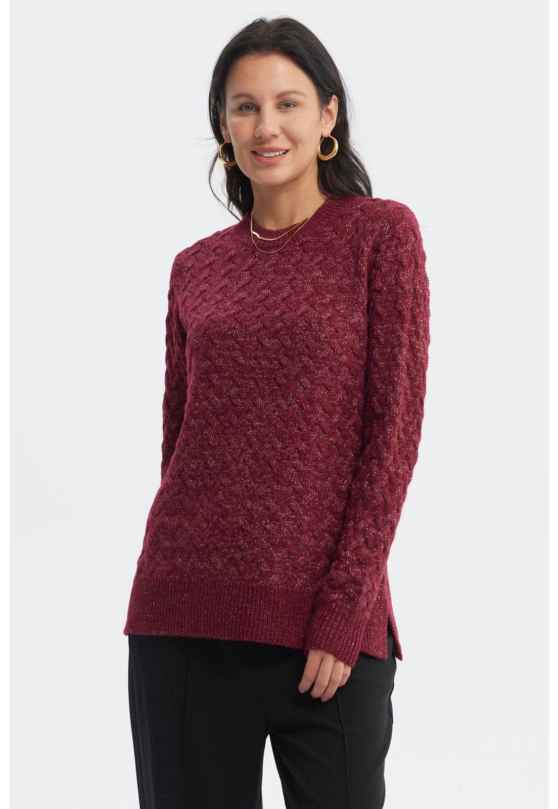 Sweater Mujer Calado Rojo-1