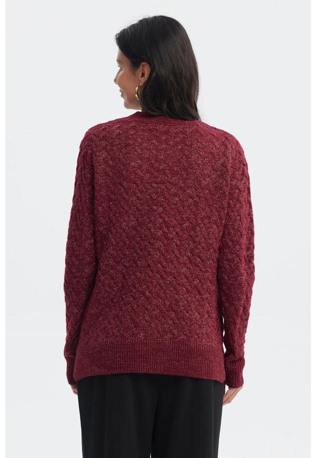 Sweater Mujer Calado Rojo-2