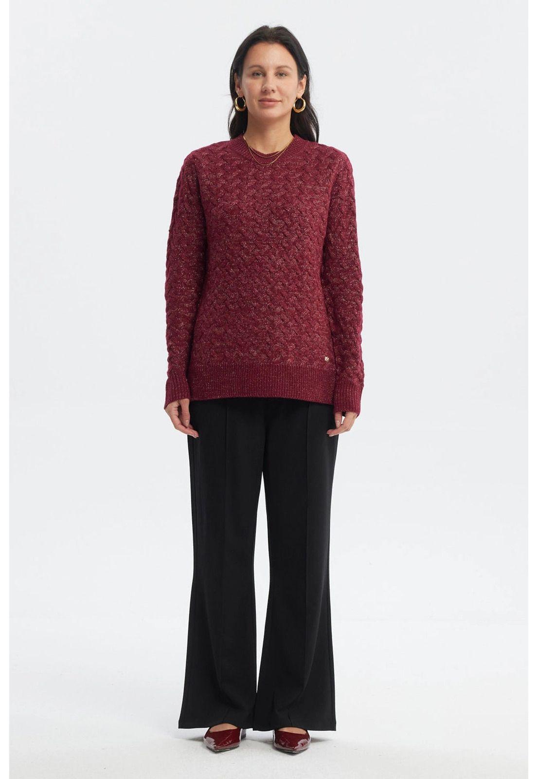 Sweater Mujer Calado Rojo-3