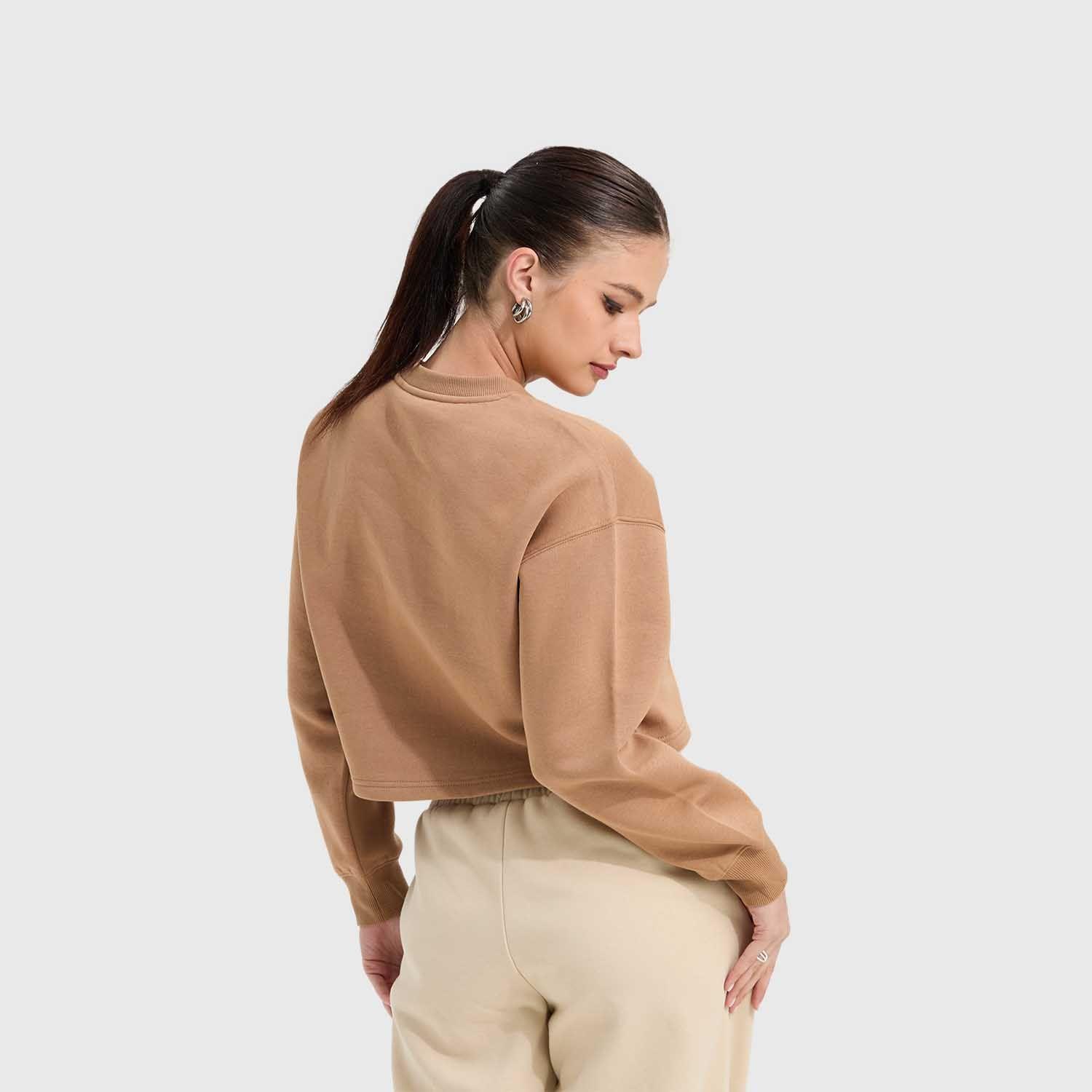 Polerón Mujer Crop Camel Fashion's Park-2
