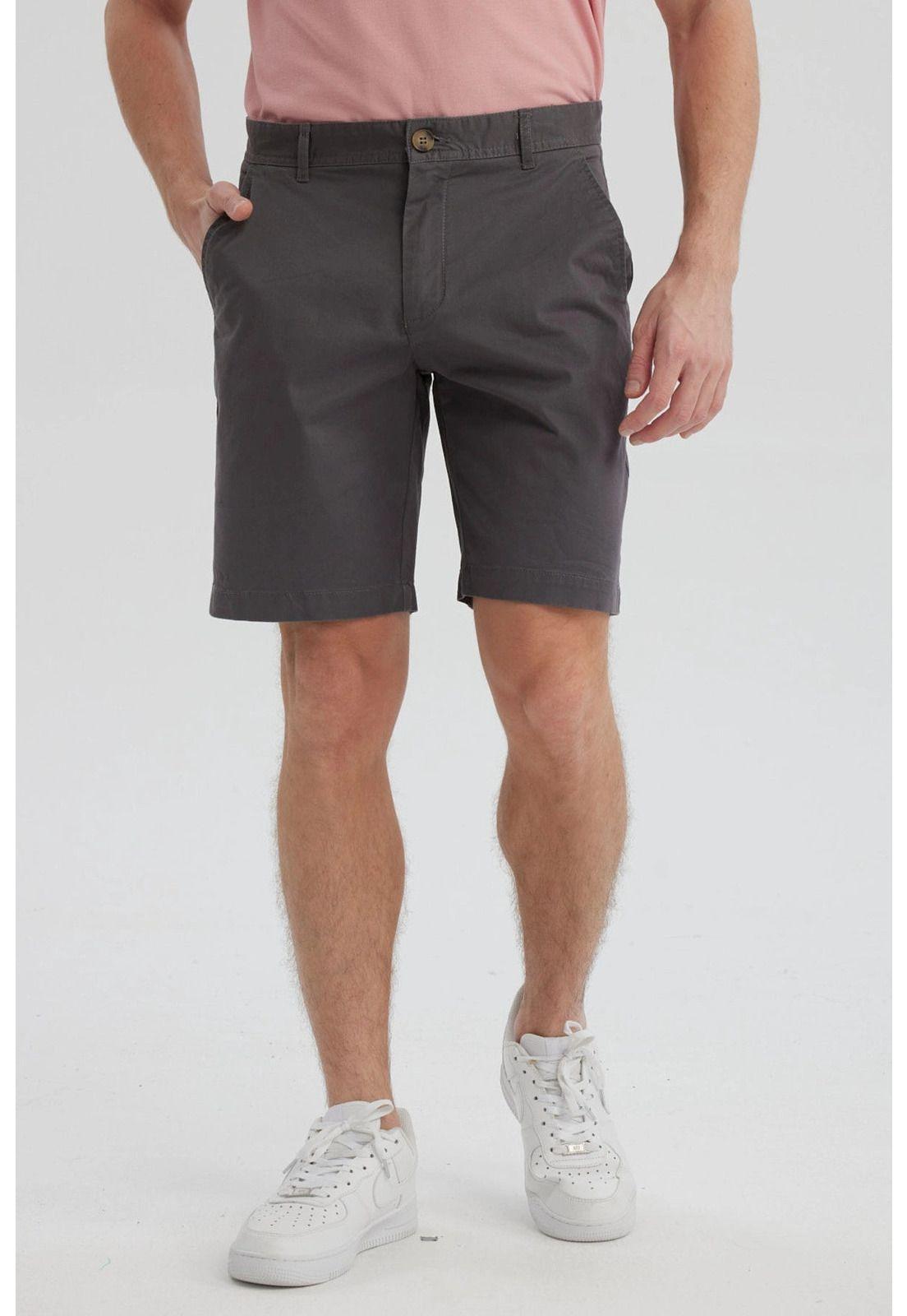 Bermuda Hombre Chino Básico Gris-0