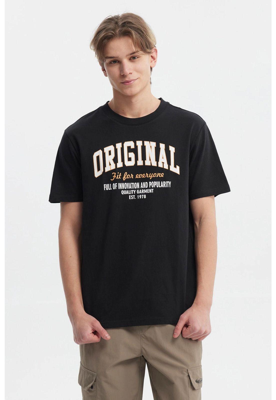 Polera Hombre College Print Negro-0