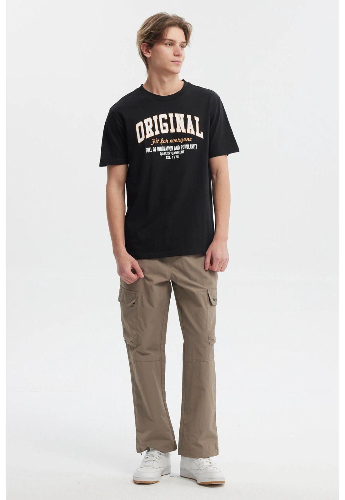 Polera Hombre College Print Negro-3