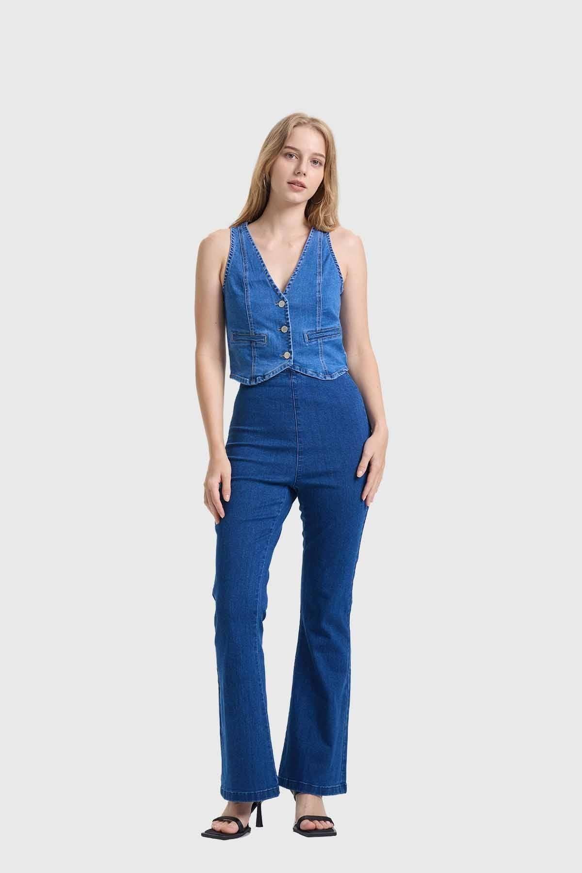 Jeans Mujer Flare Jeggins Azul-2