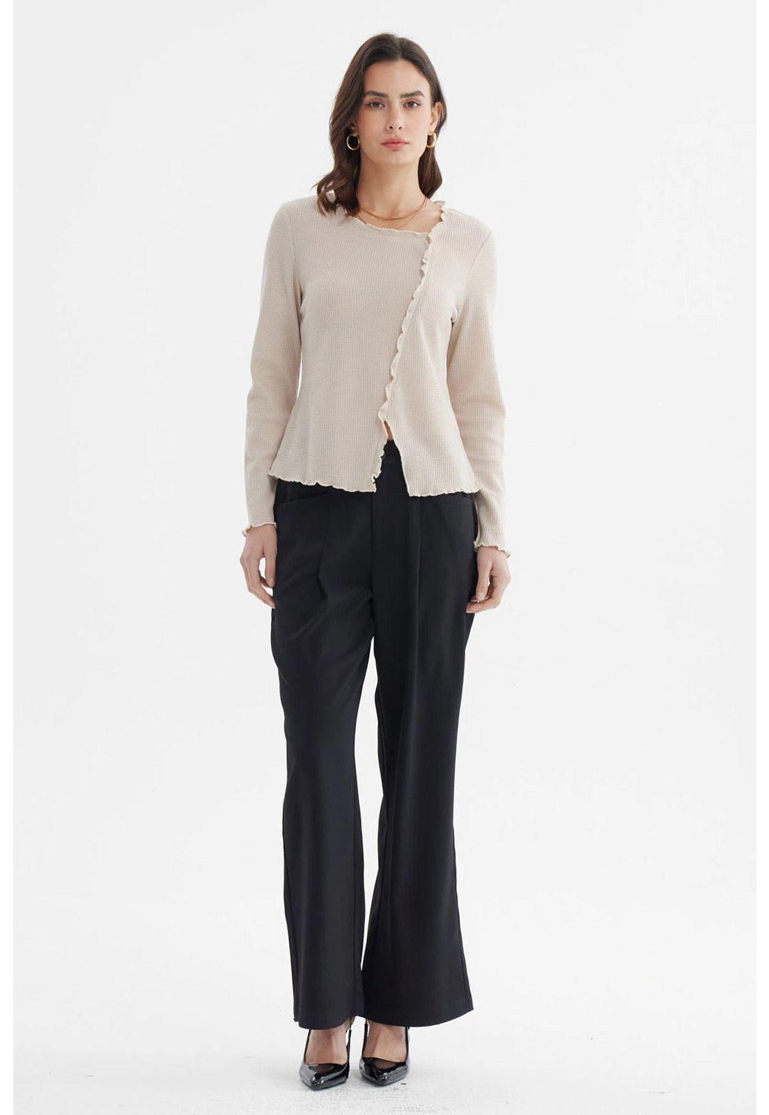 Polera Mujer Basta Rule Asimétrica Beige-3