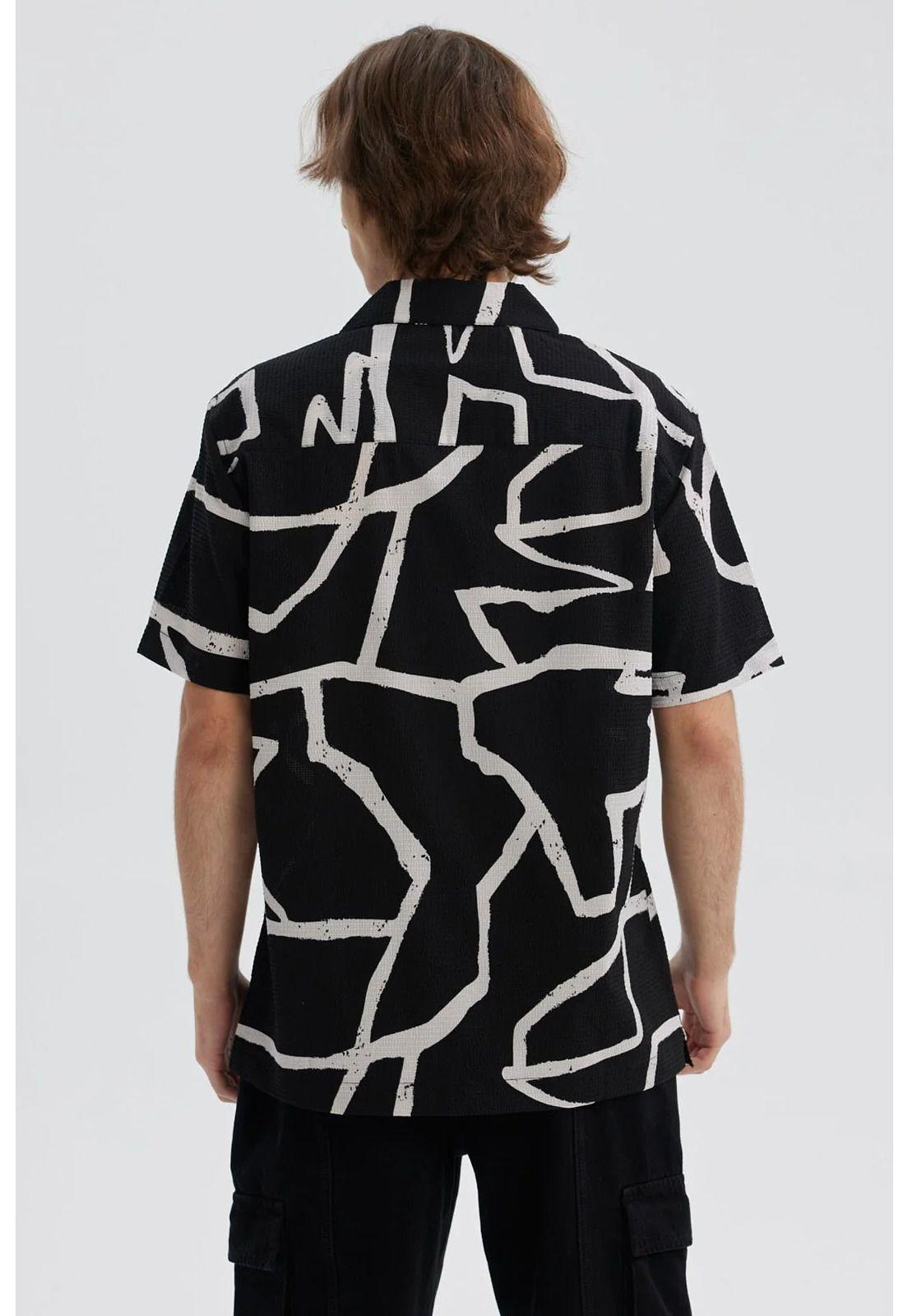 Camisa Hombre Full Print Negro - ll-2