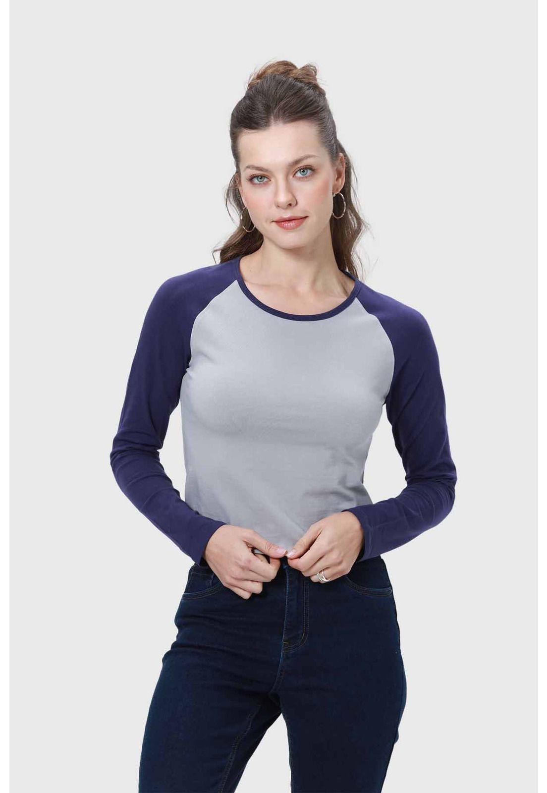 Polera Mujer Bicolor Azul-0