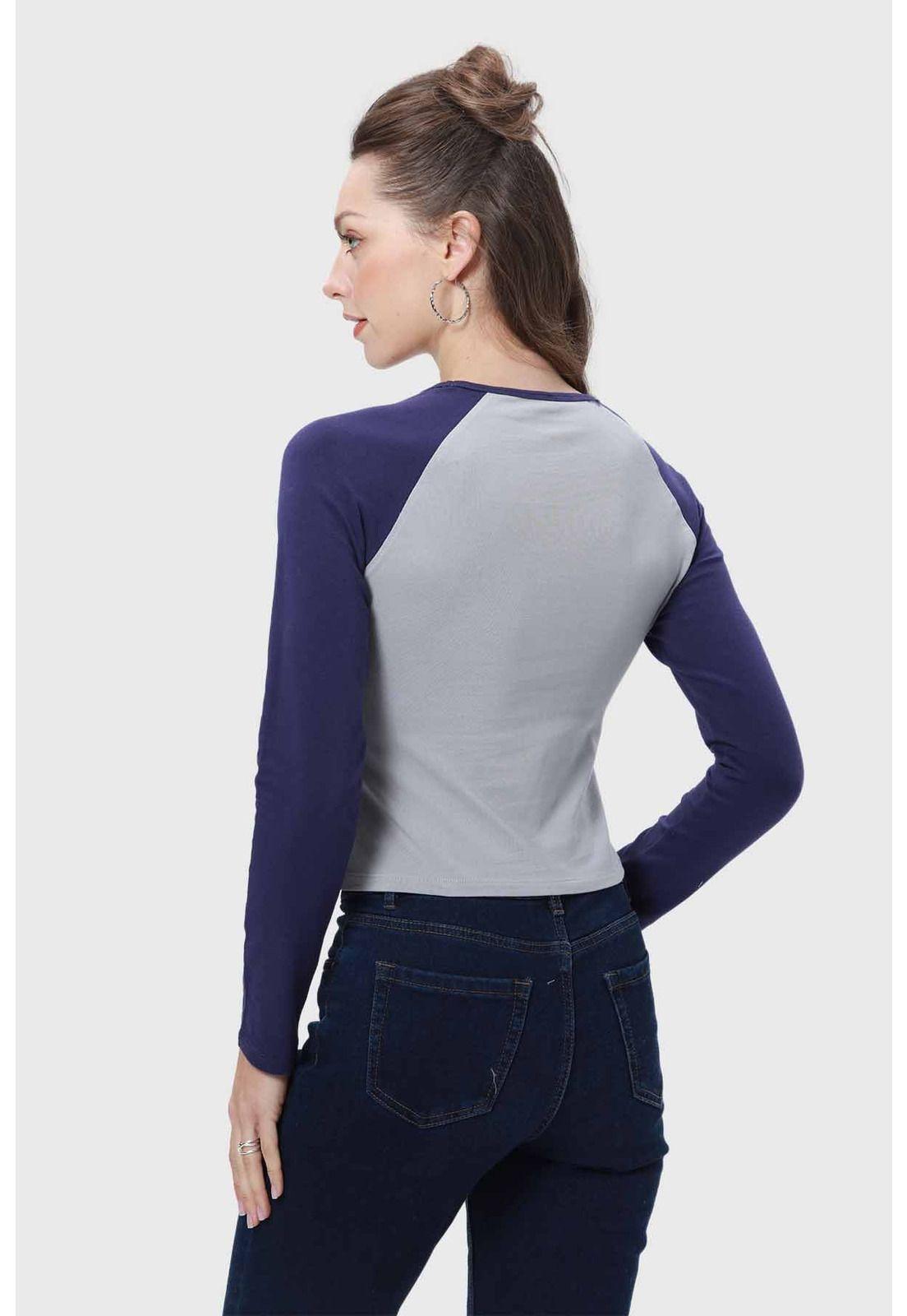 Polera Mujer Bicolor Azul-2