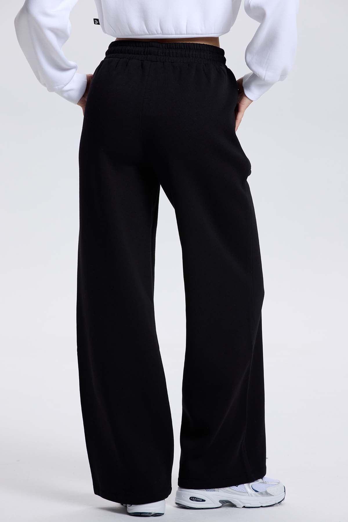 Pantalón Buzo Mujer Wide Leg Negro-2