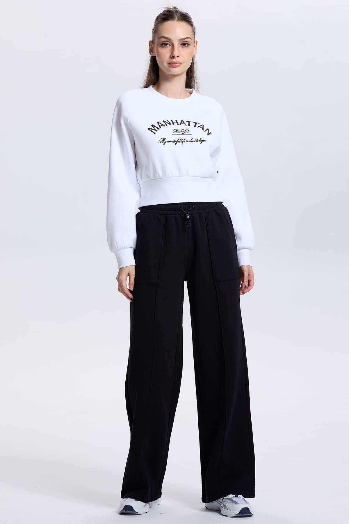 Pantalón Buzo Mujer Wide Leg Negro-3