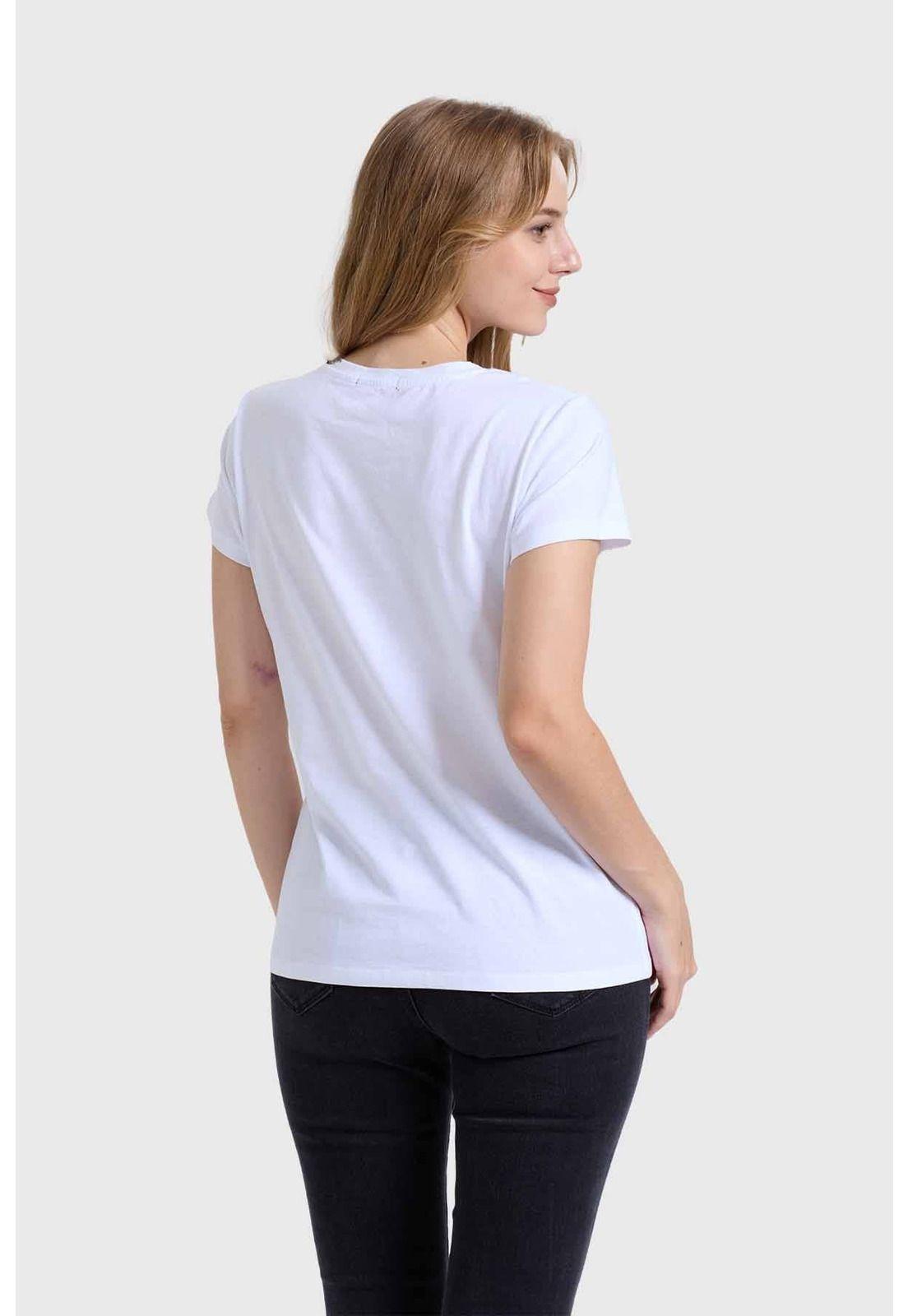 Polera Mujer Básica Print Blanco / Turquesa-2