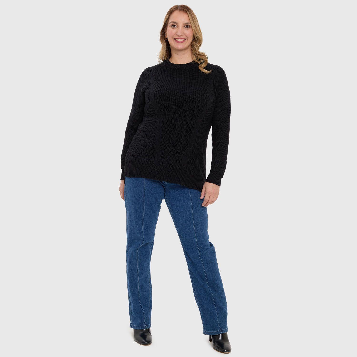 Sweater Mujer Calado Casual Negro-3
